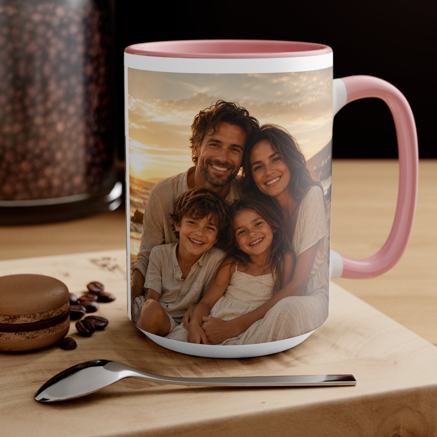 Personalized Photo Accent Mug — Custom Family Sunset Coffee Cup