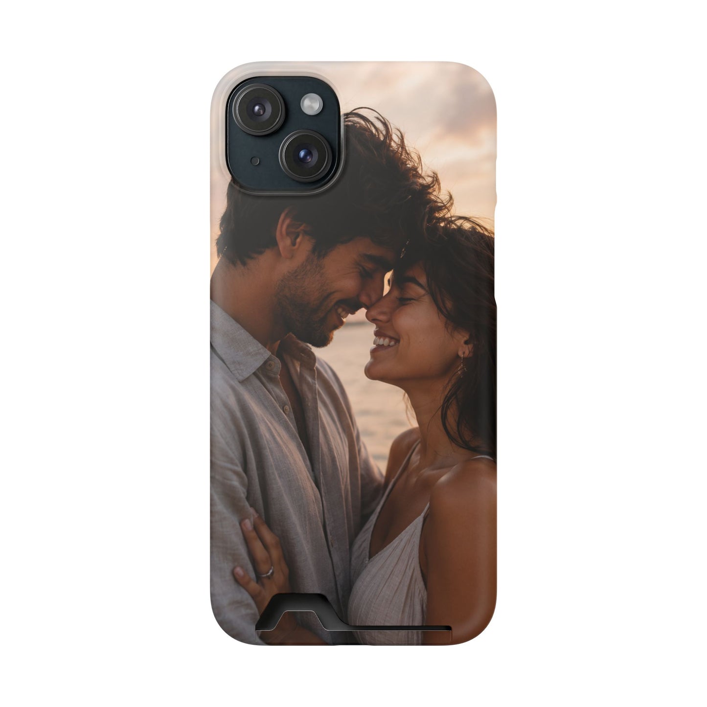 Custom Photo Card-Holder Phone Case — Personalized Couples Sunset Design