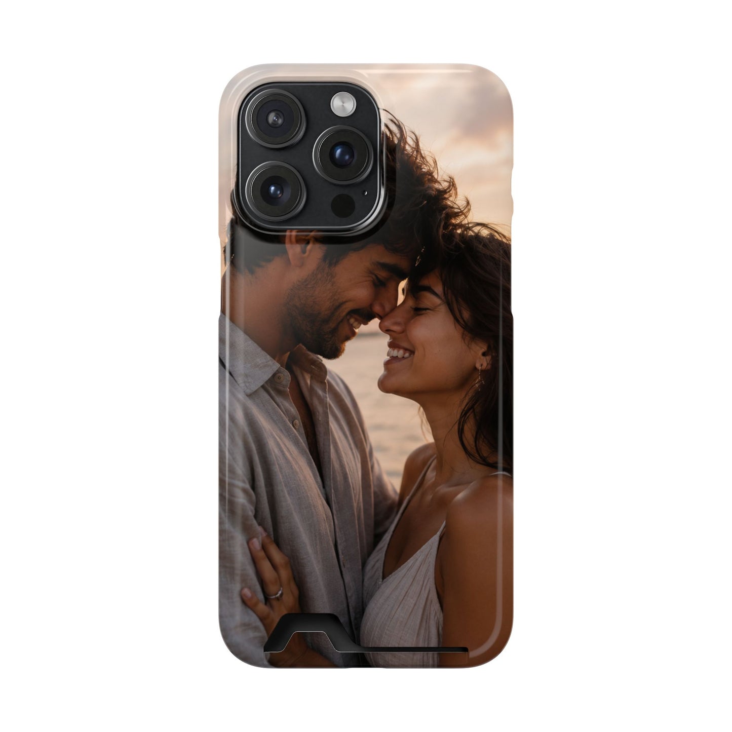 Custom Photo Card-Holder Phone Case — Personalized Couples Sunset Design