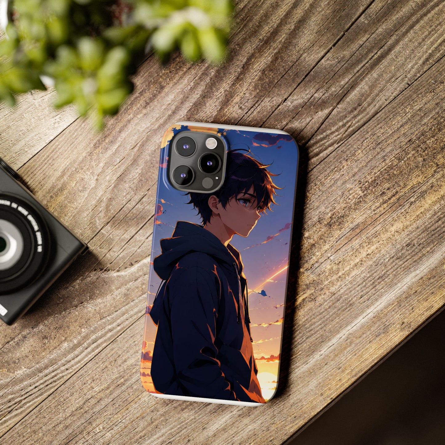 Slim Phone Case — Anime Sunset Boy Illustration