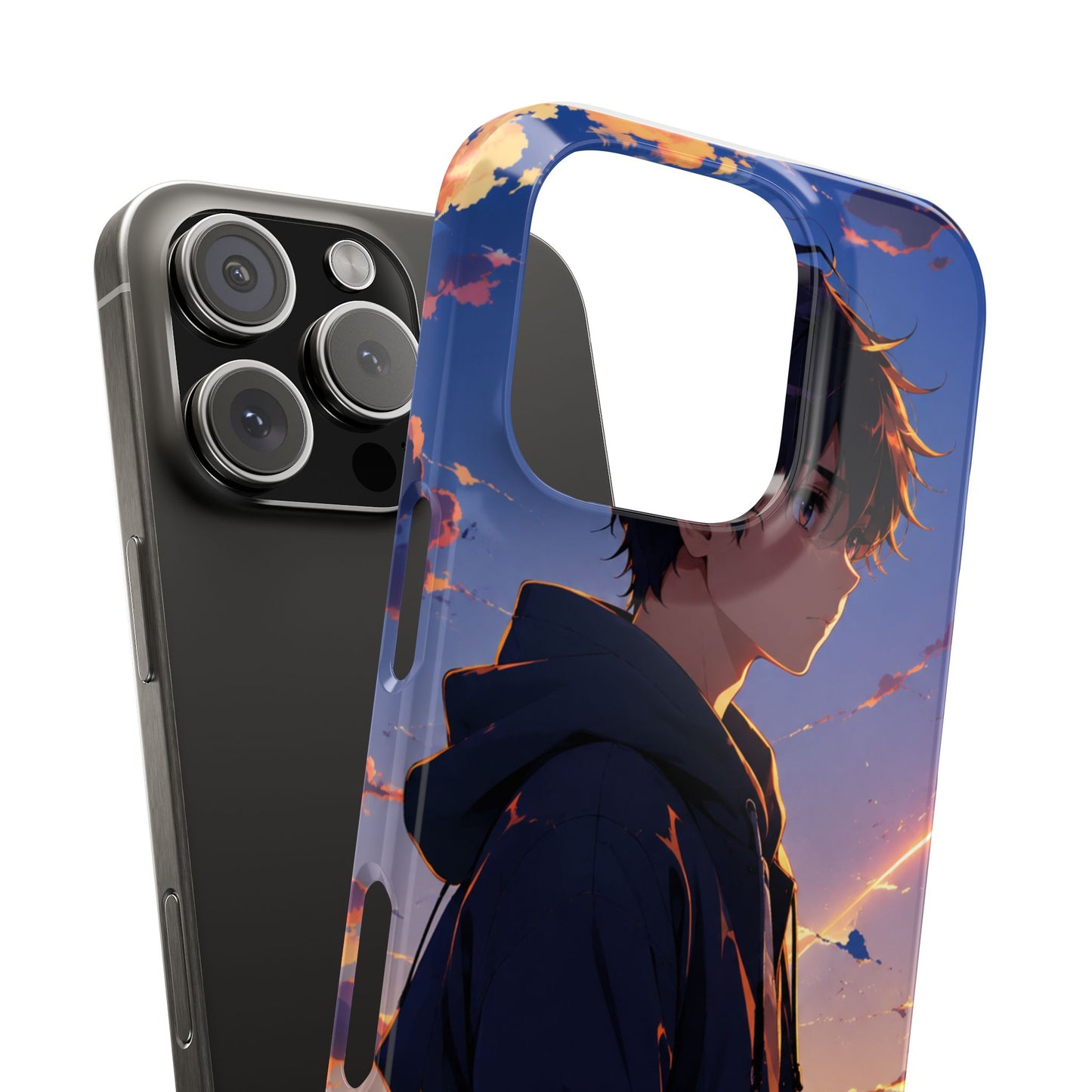Slim Phone Case — Anime Sunset Boy Illustration