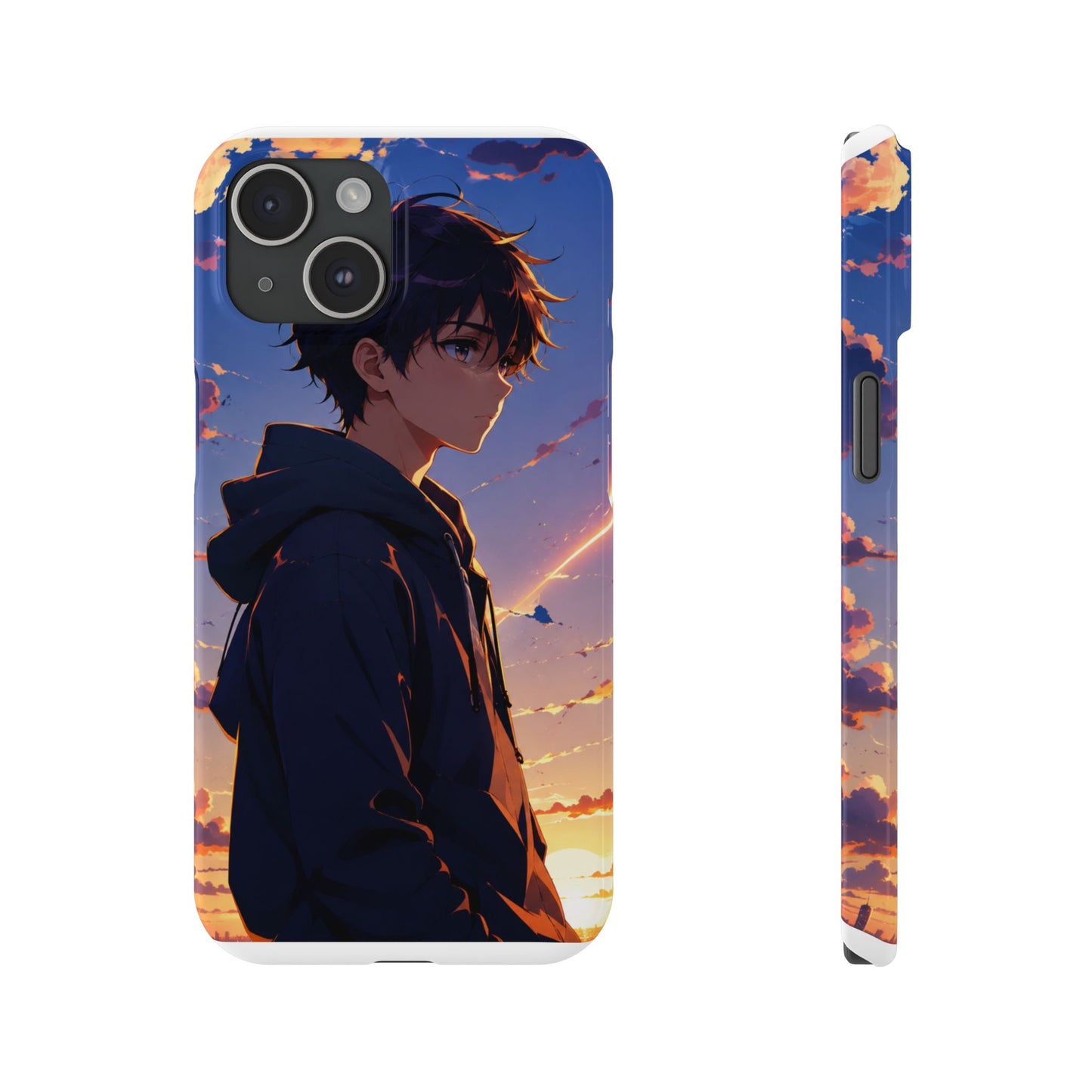 Slim Phone Case — Anime Sunset Boy Illustration