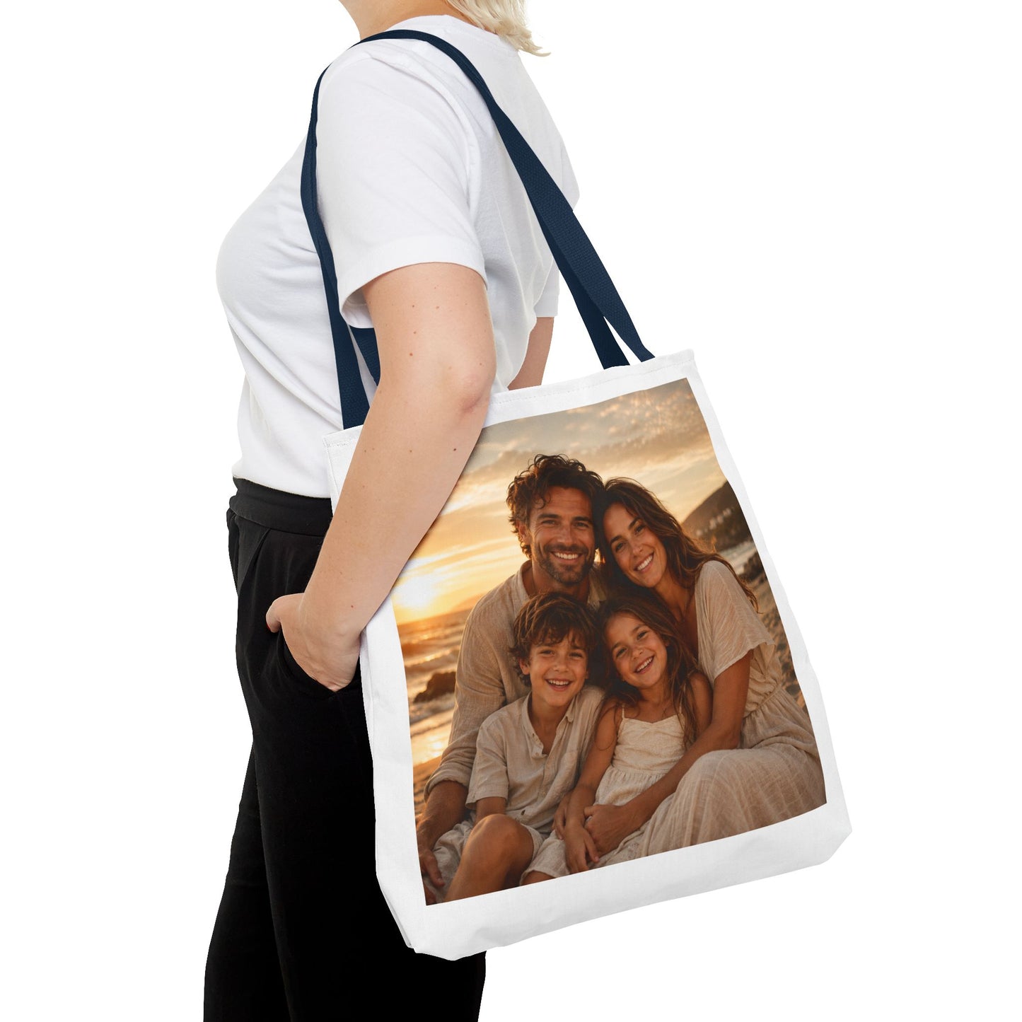 Photo Tote Bag — Custom Family Sunset Portrait Tote