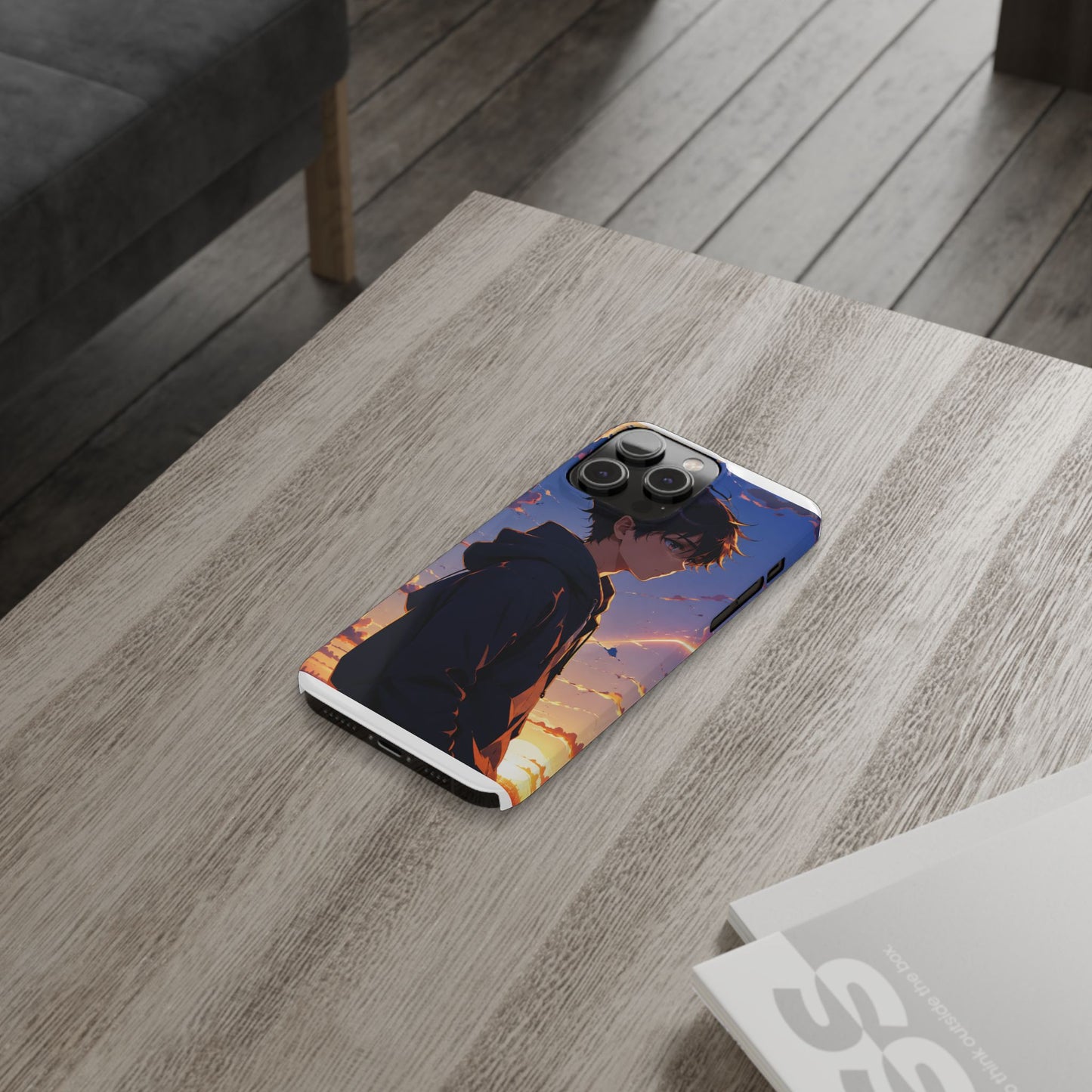 Slim Phone Case — Anime Sunset Boy Illustration