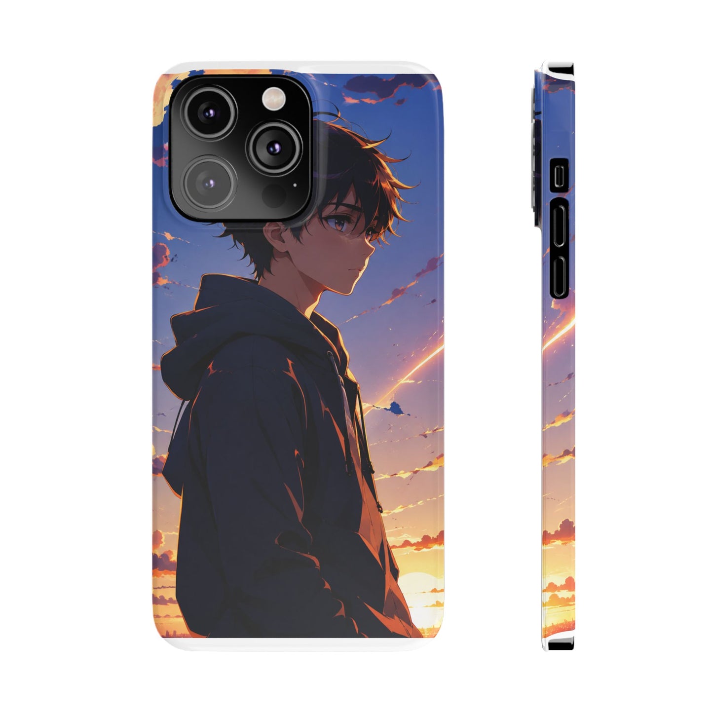 Slim Phone Case — Anime Sunset Boy Illustration