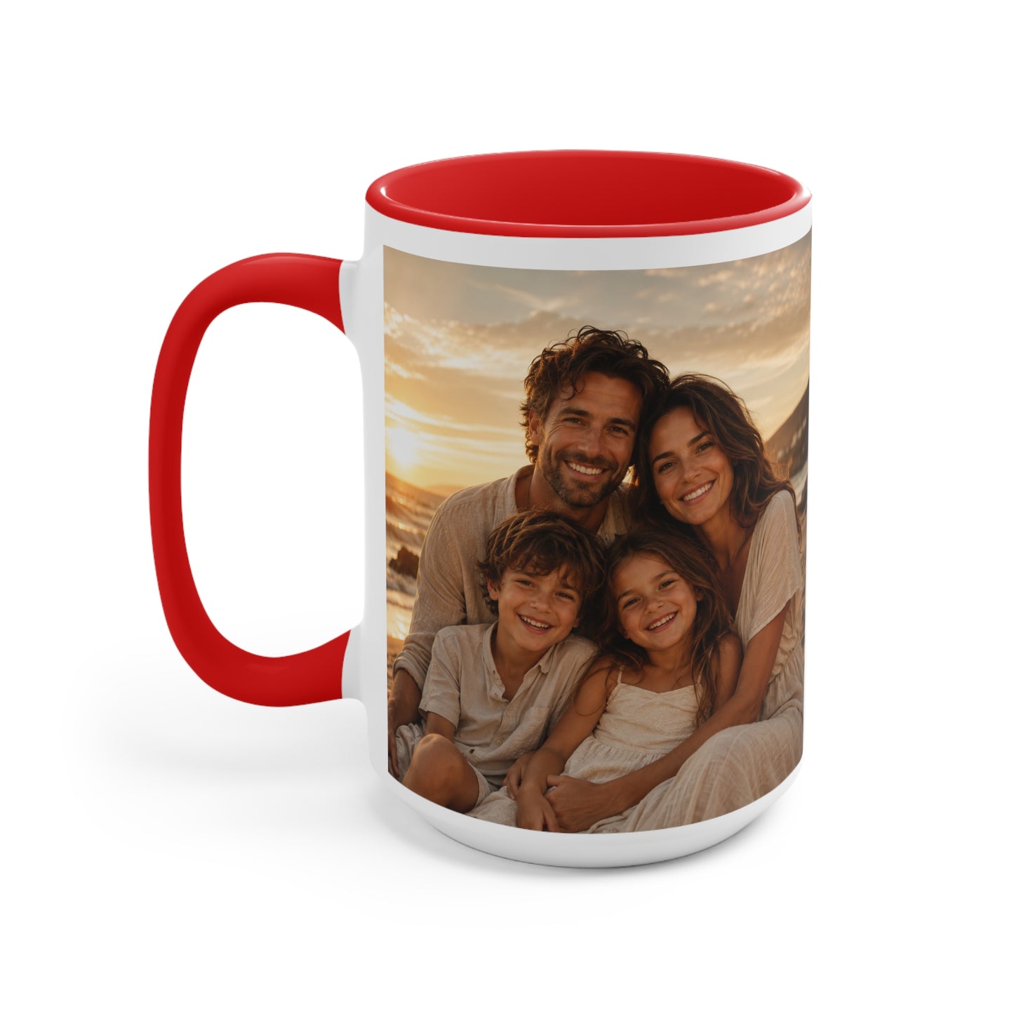 Personalized Photo Accent Mug — Custom Family Sunset Coffee Cup