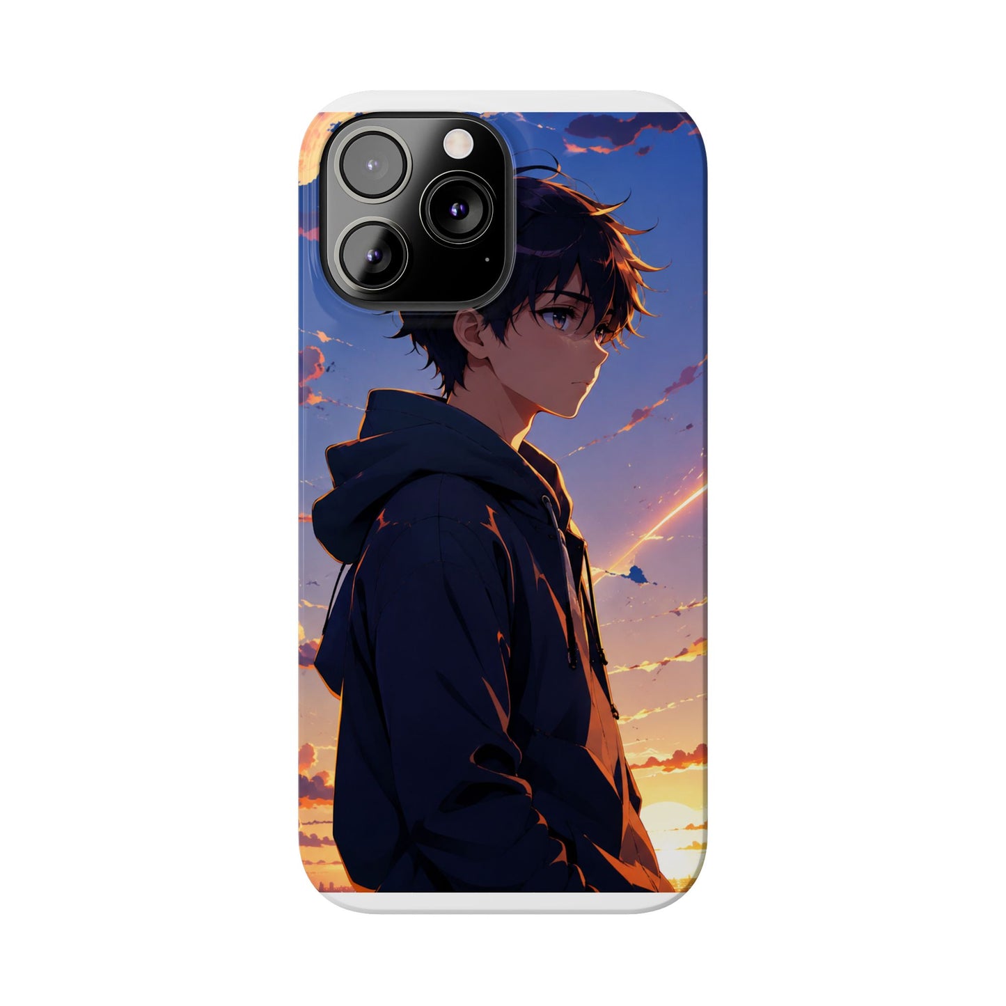 Slim Phone Case — Anime Sunset Boy Illustration