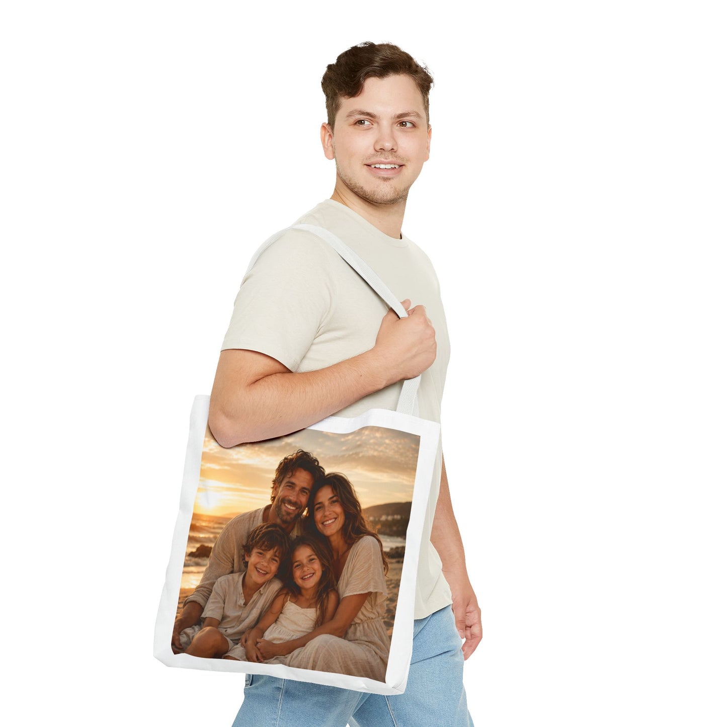Photo Tote Bag — Custom Family Sunset Portrait Tote
