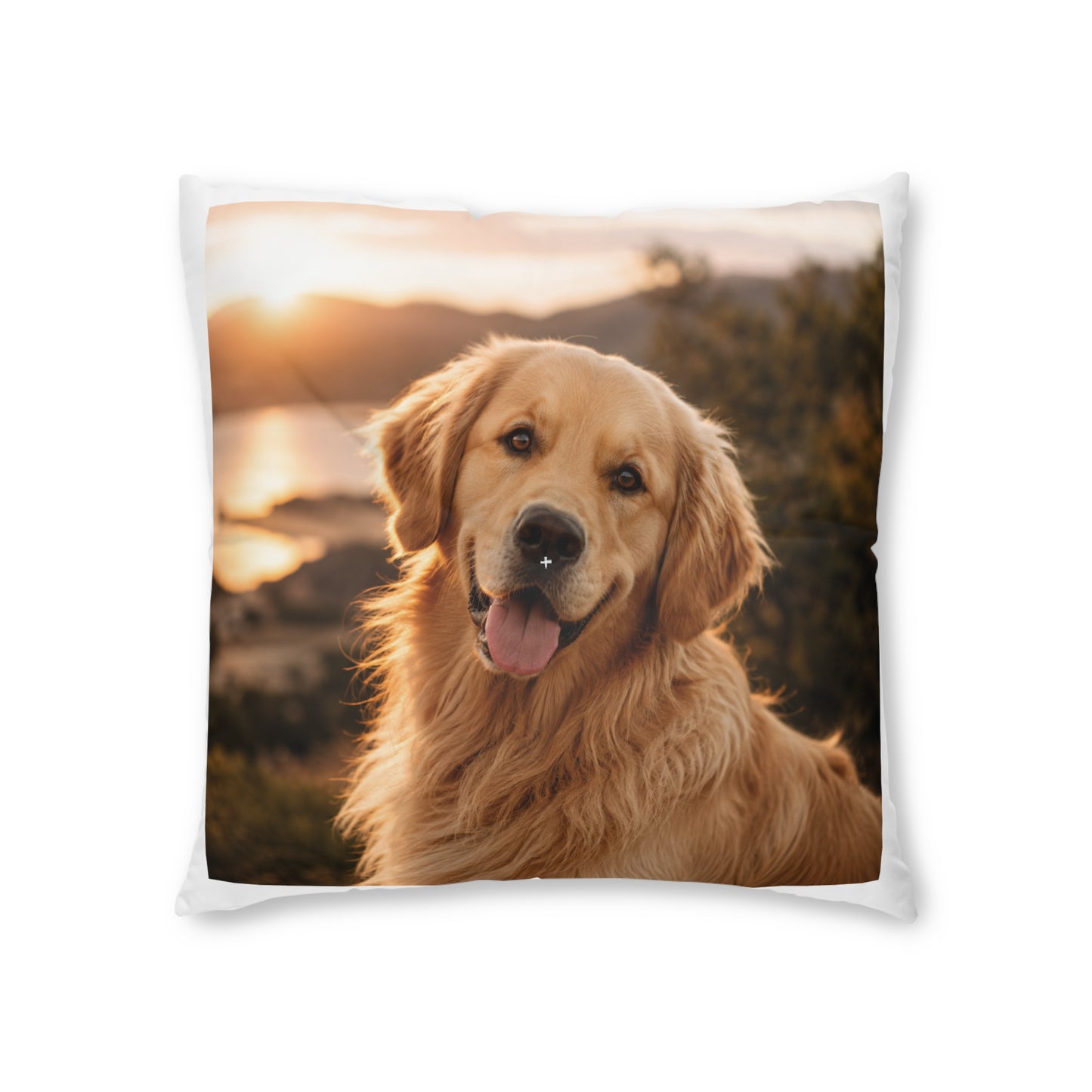 Golden Retriever Photo Floor Pillow — Cozy Square Tufted Pet Cushion