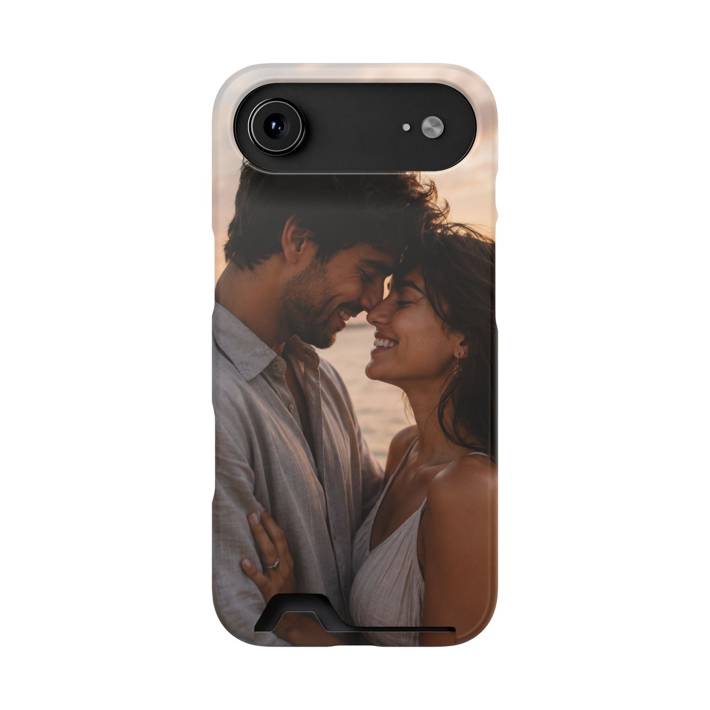 Custom Photo Card-Holder Phone Case — Personalized Couples Sunset Design