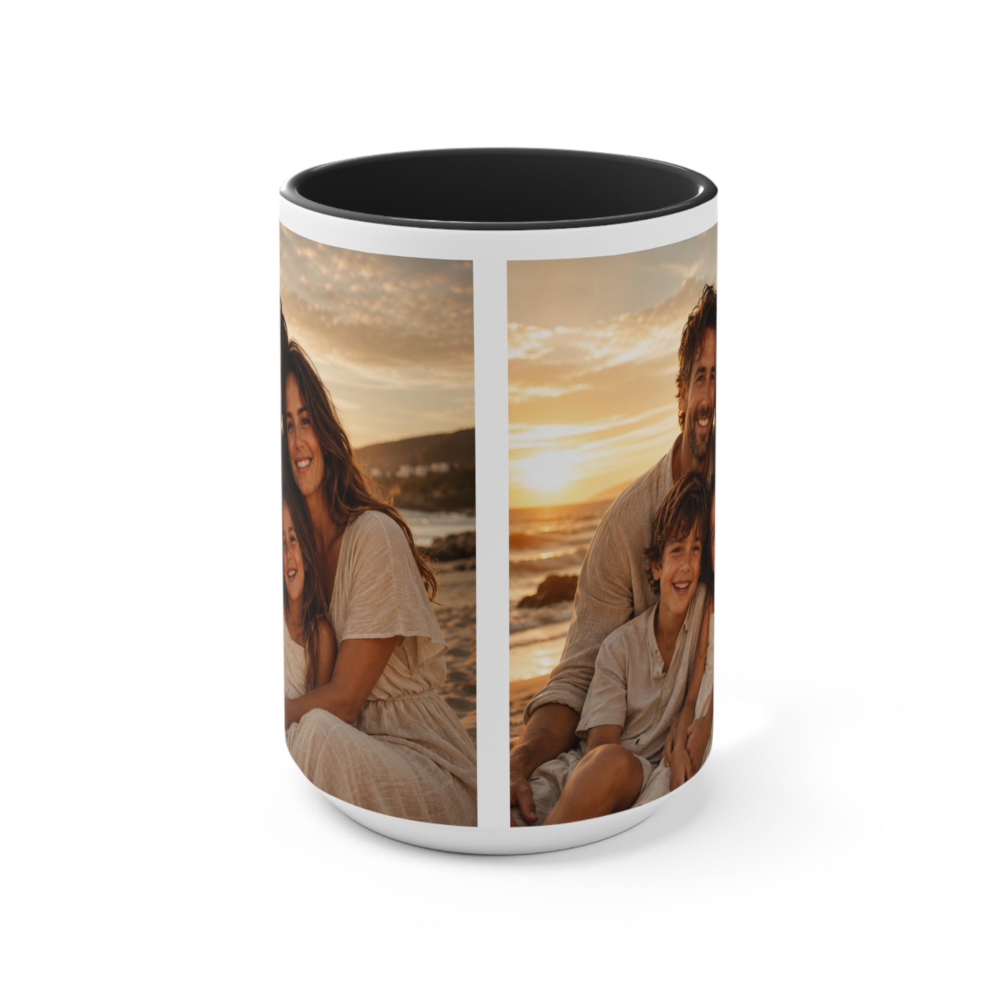 Personalized Photo Accent Mug — Custom Family Sunset Coffee Cup