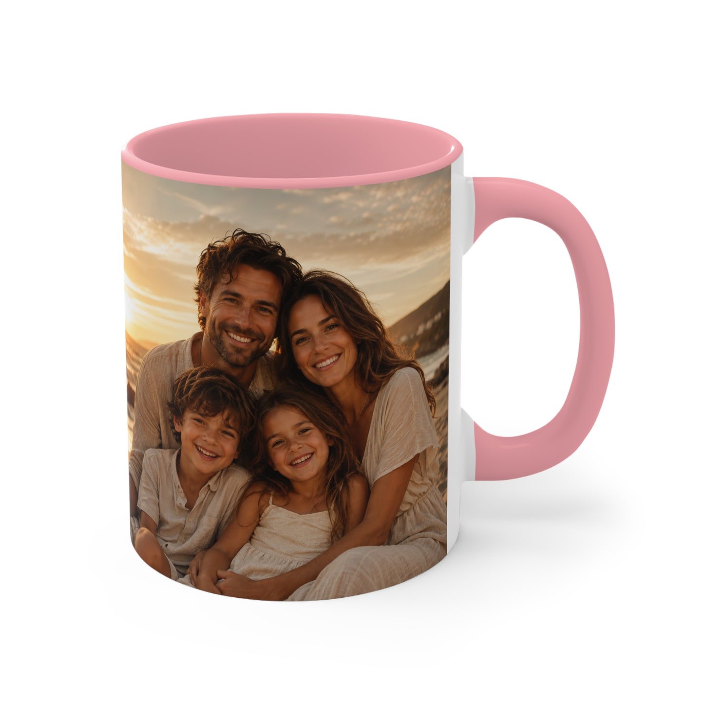 Personalized Photo Accent Mug — Custom Family Sunset Coffee Cup
