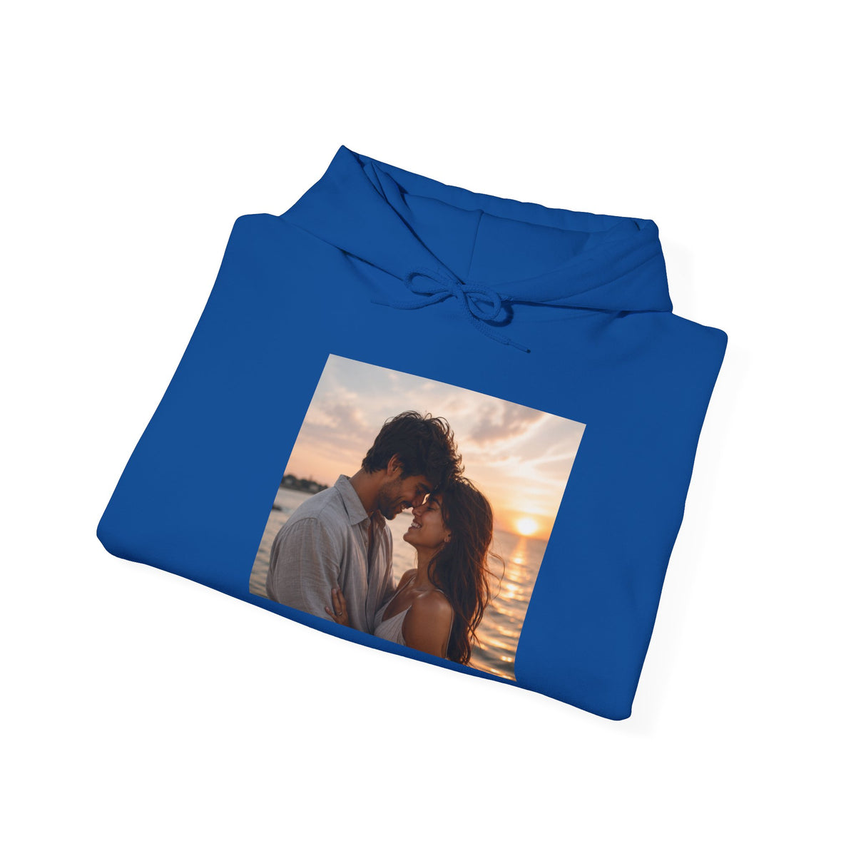 Romantic Sunset Photo Hoodie — Personalized Couple Portrait Sweatshirt
