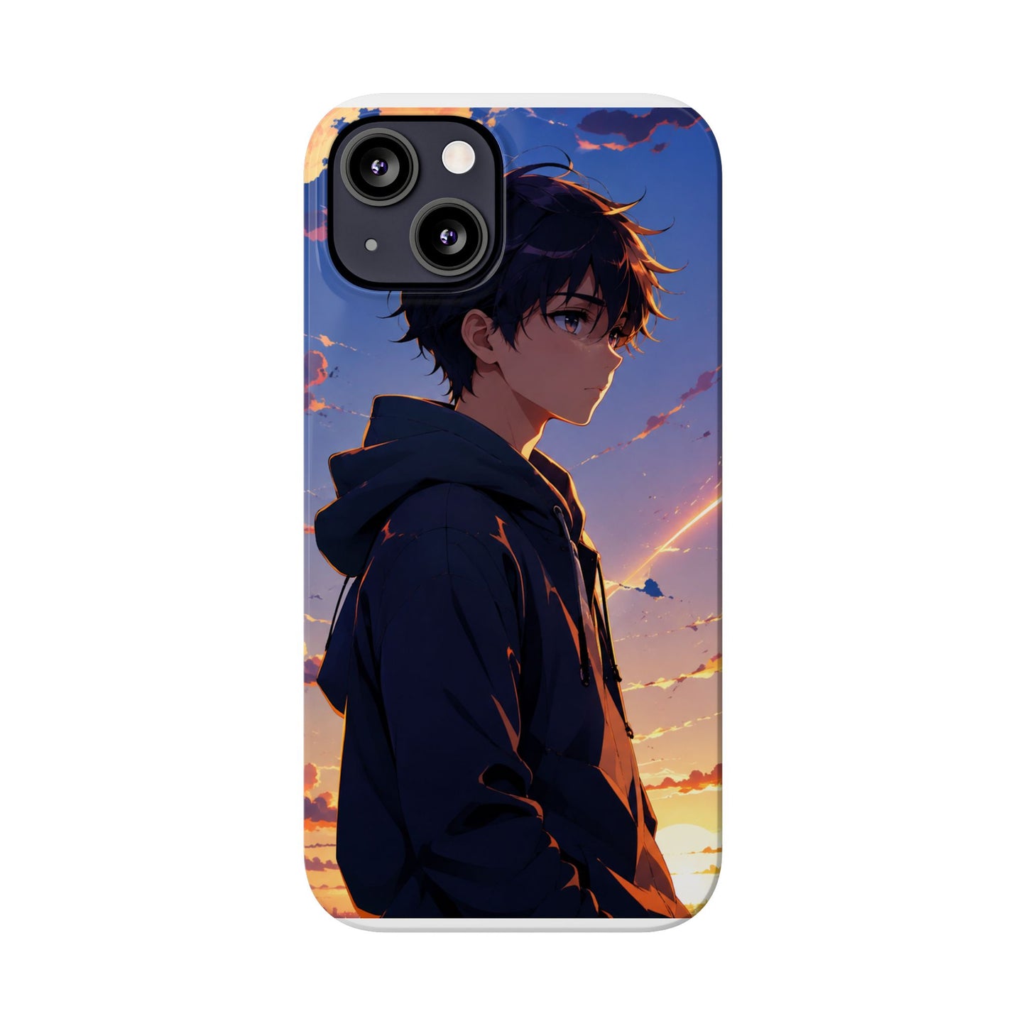 Slim Phone Case — Anime Sunset Boy Illustration