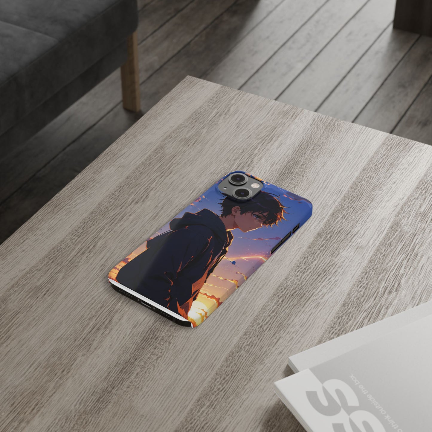 Slim Phone Case — Anime Sunset Boy Illustration