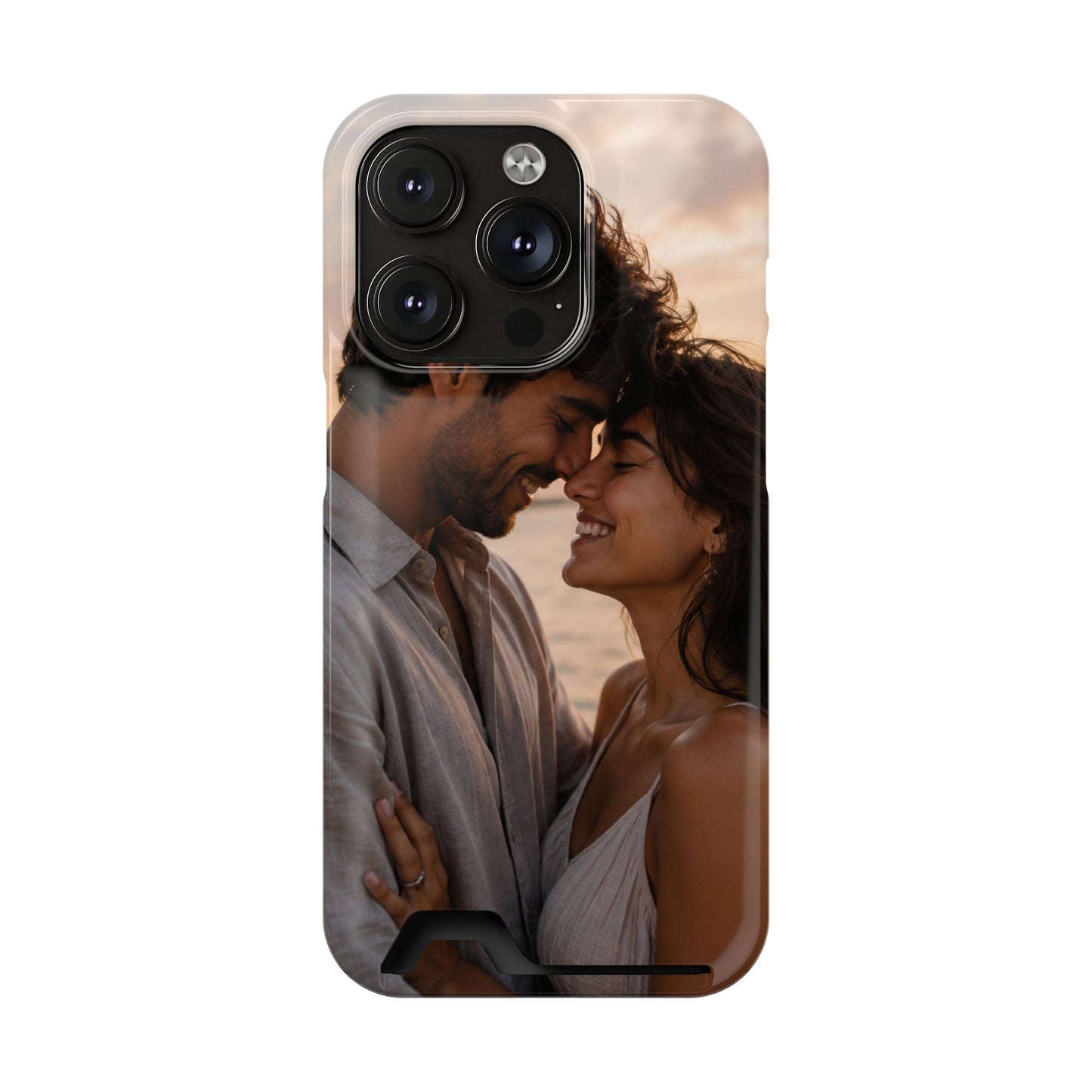 Custom Photo Card-Holder Phone Case — Personalized Couples Sunset Design