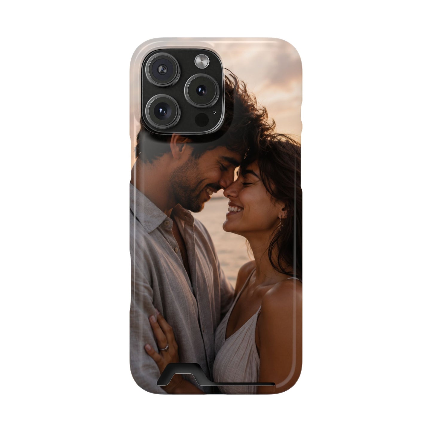 Custom Photo Card-Holder Phone Case — Personalized Couples Sunset Design