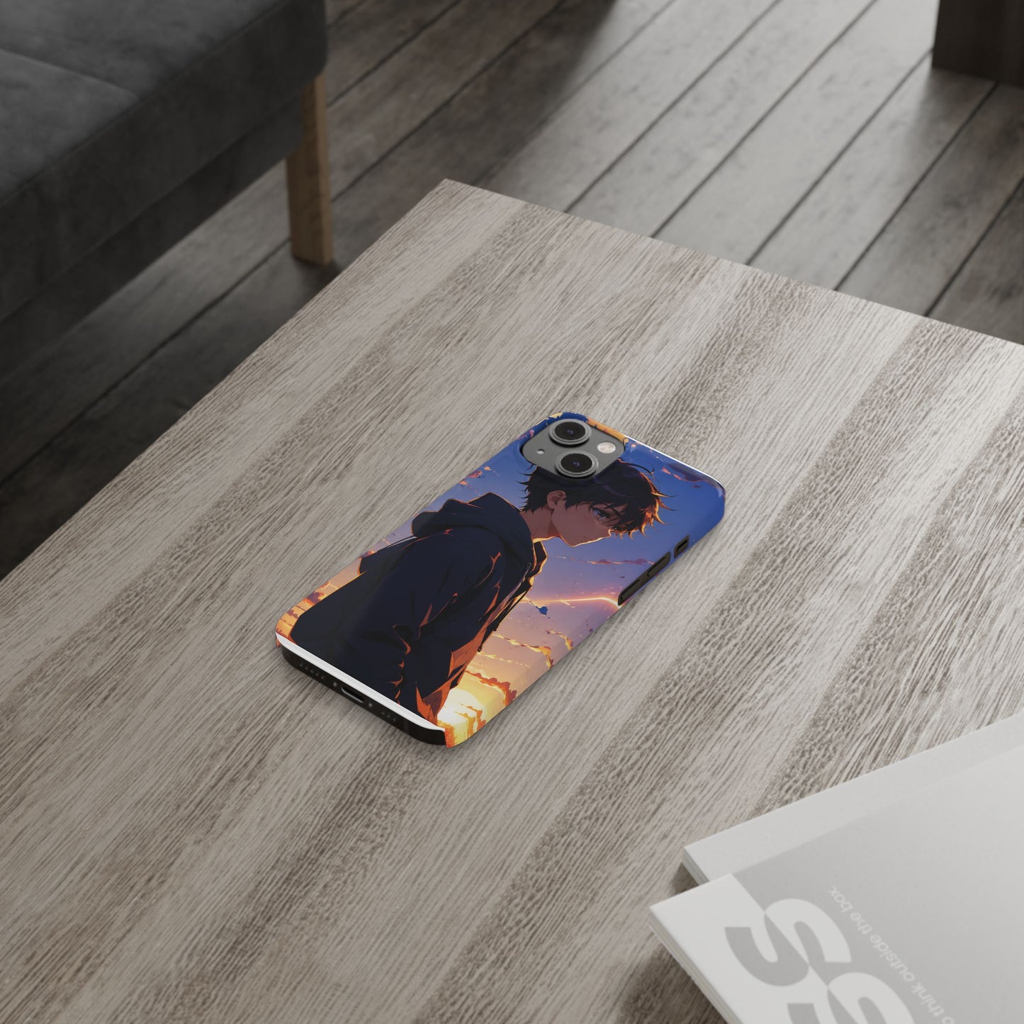 Slim Phone Case — Anime Sunset Boy Illustration