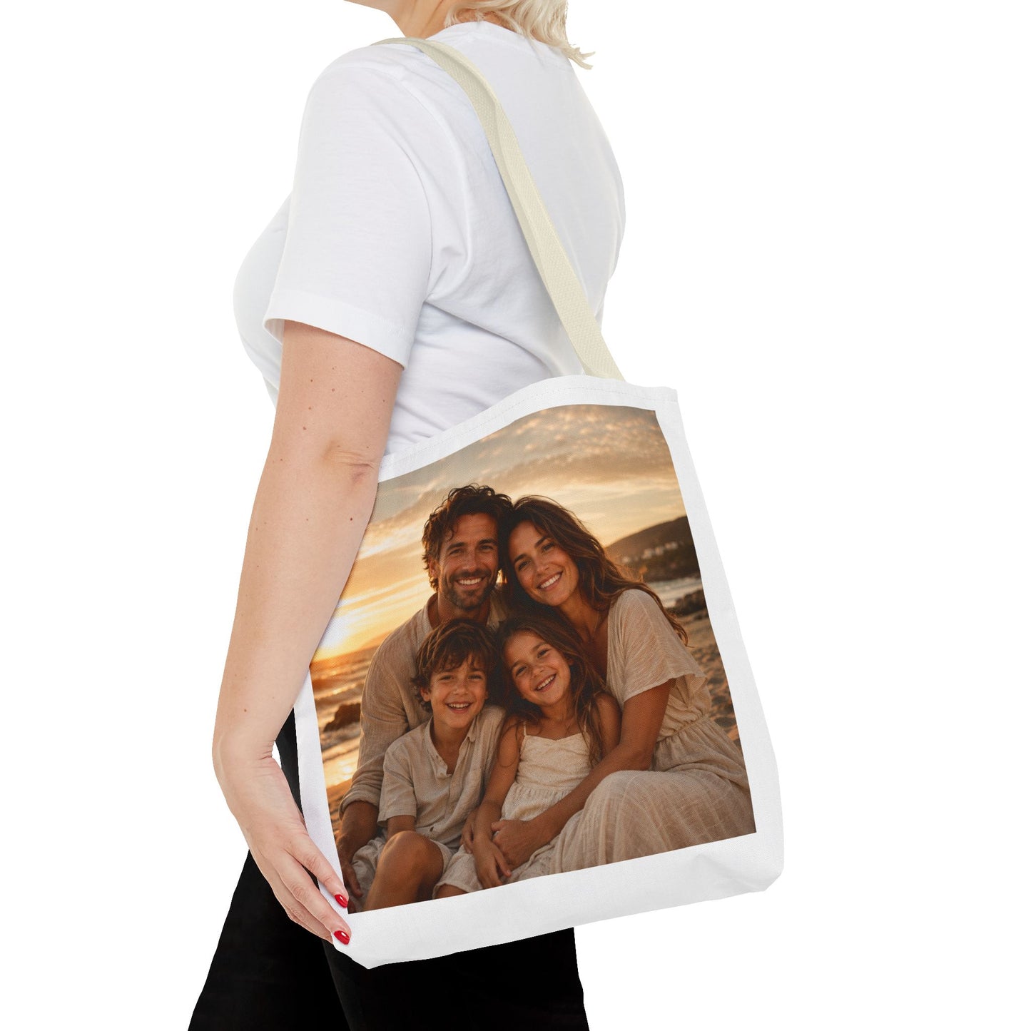 Photo Tote Bag — Custom Family Sunset Portrait Tote