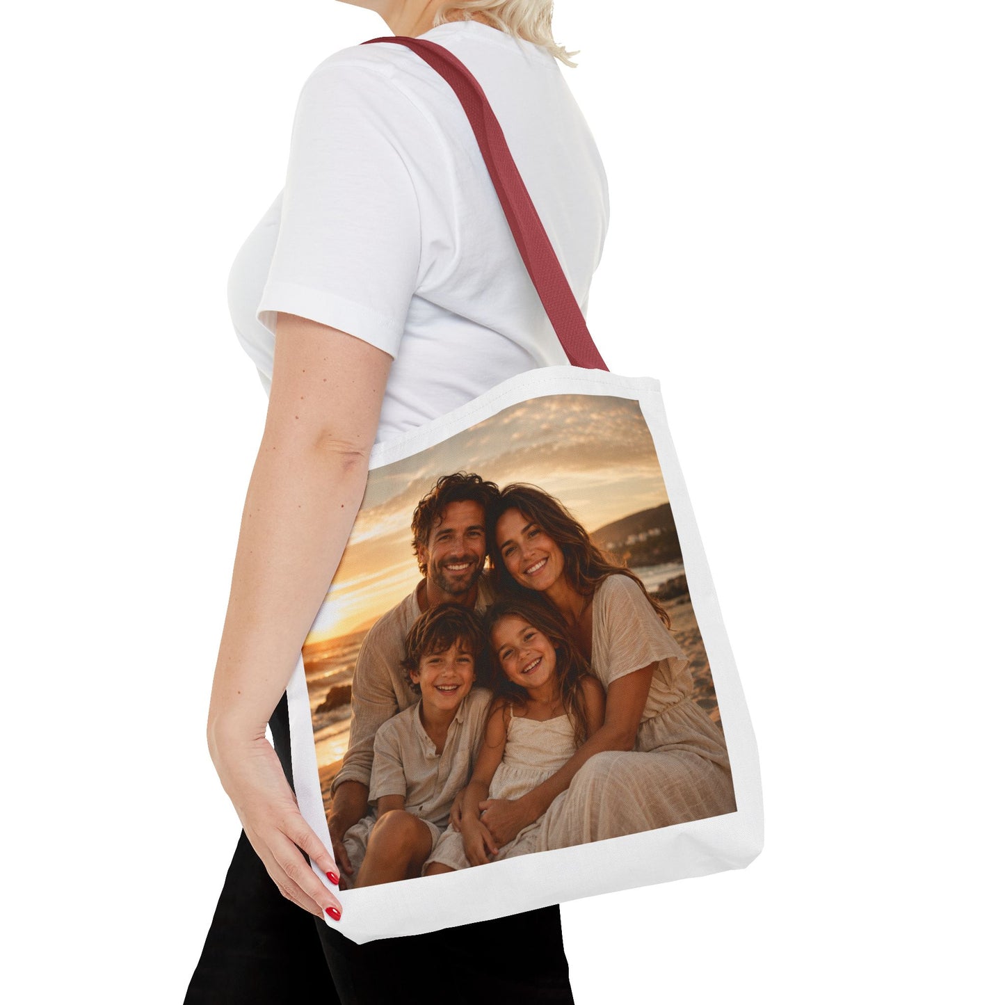 Photo Tote Bag — Custom Family Sunset Portrait Tote