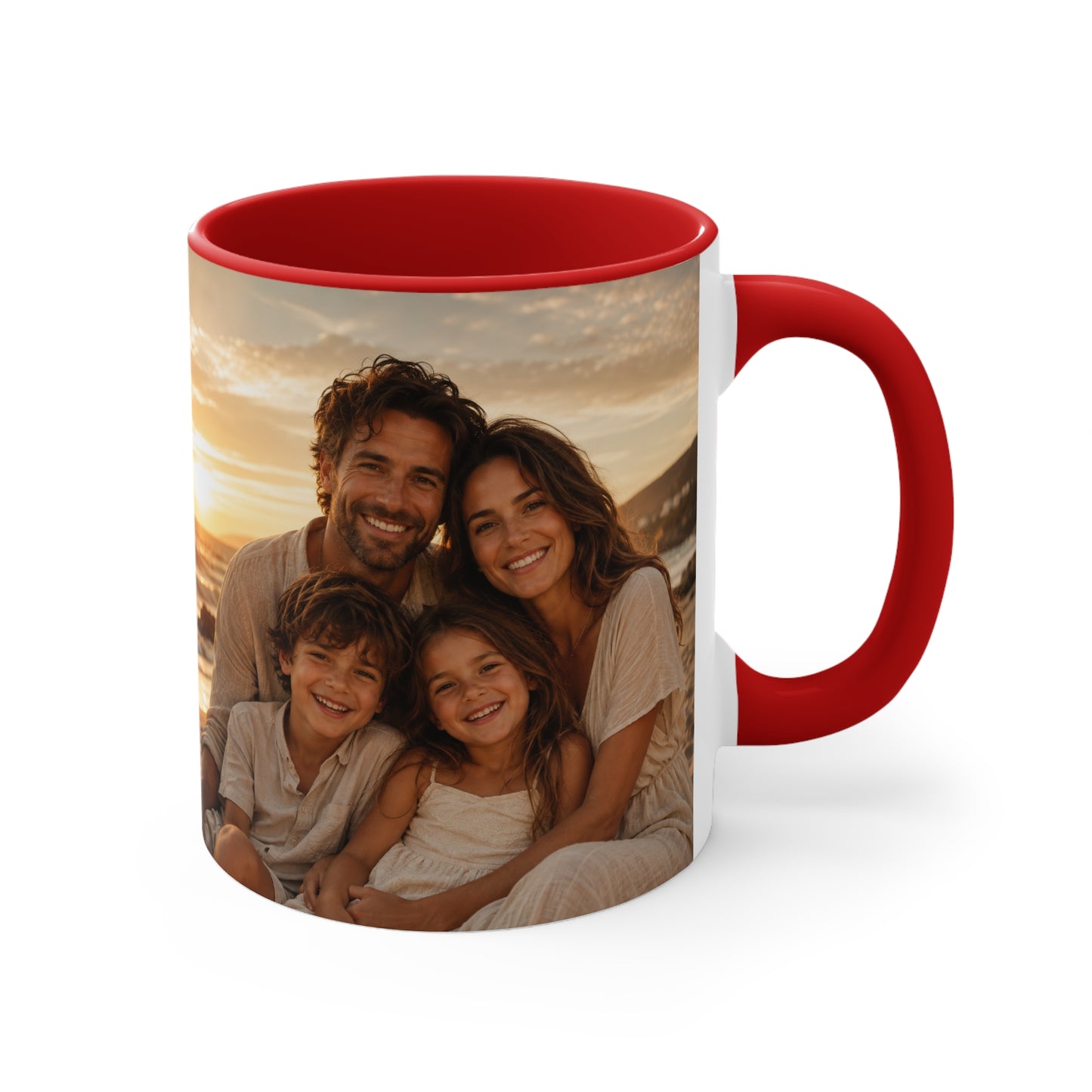 Personalized Photo Accent Mug — Custom Family Sunset Coffee Cup