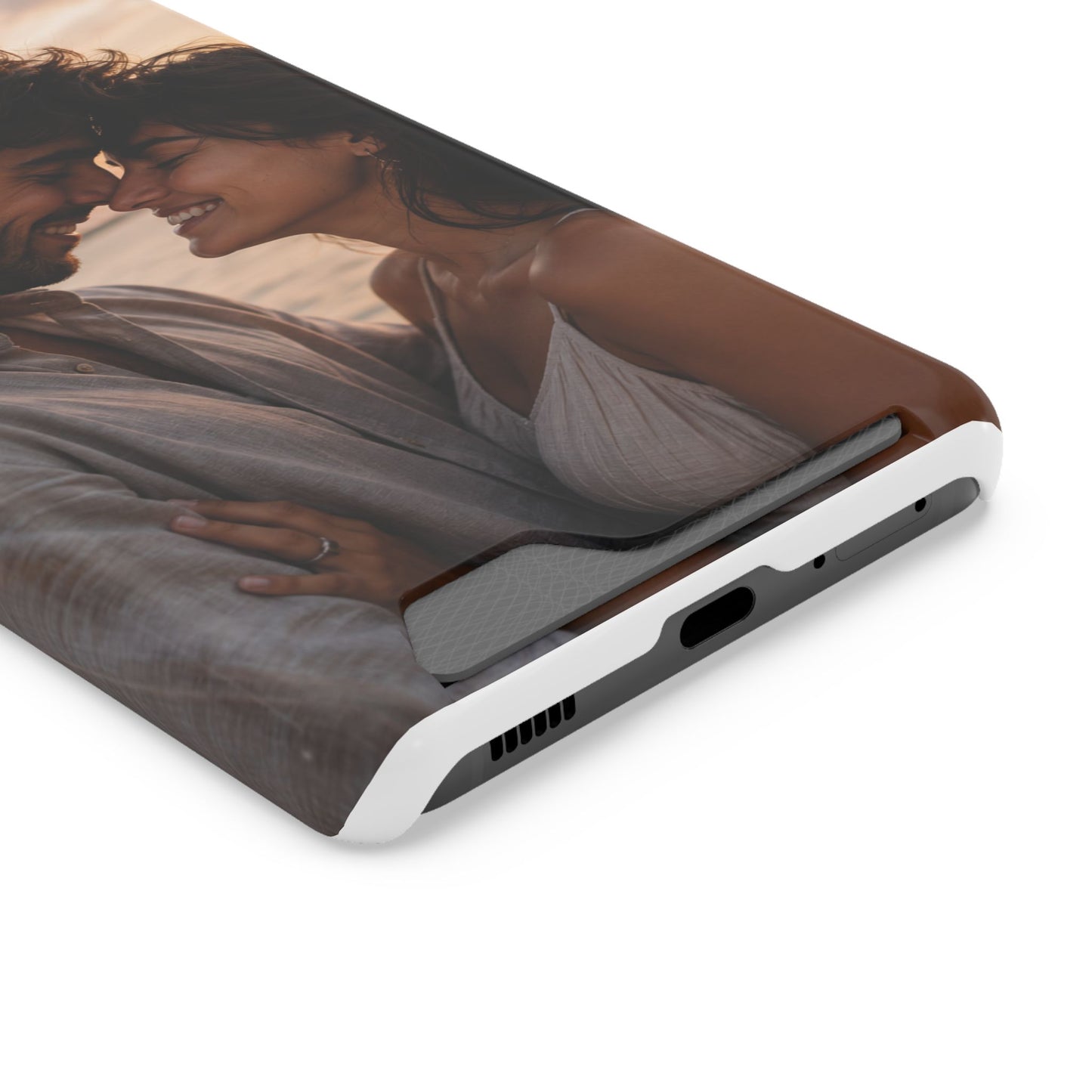 Custom Photo Card-Holder Phone Case — Personalized Couples Sunset Design