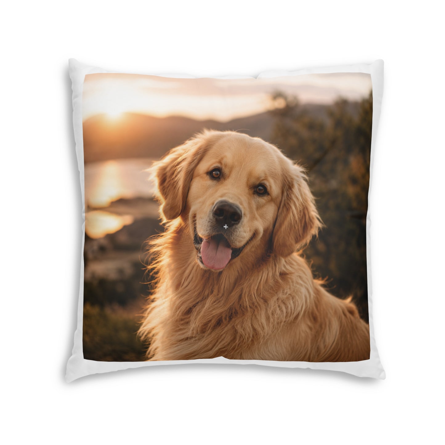 Golden Retriever Photo Floor Pillow — Cozy Square Tufted Pet Cushion