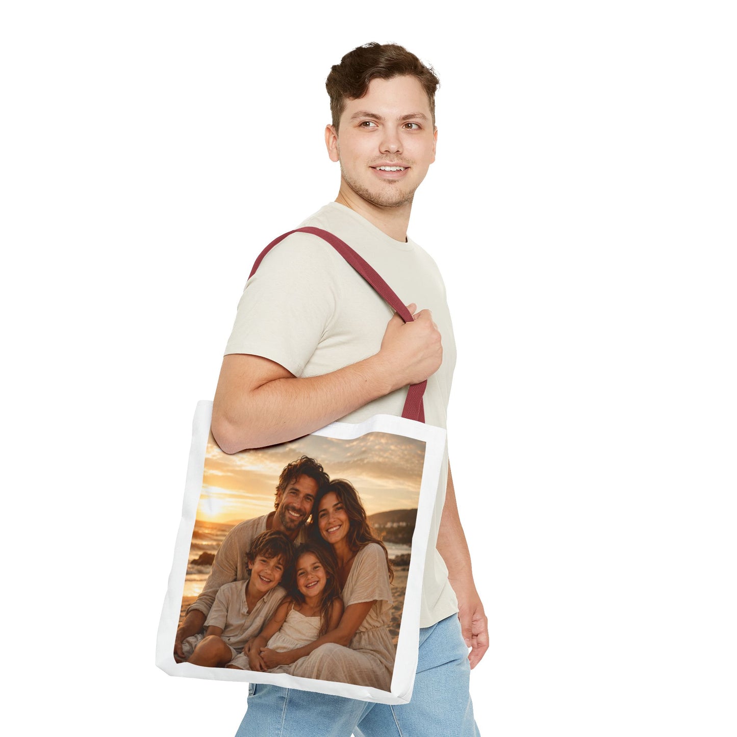 Photo Tote Bag — Custom Family Sunset Portrait Tote