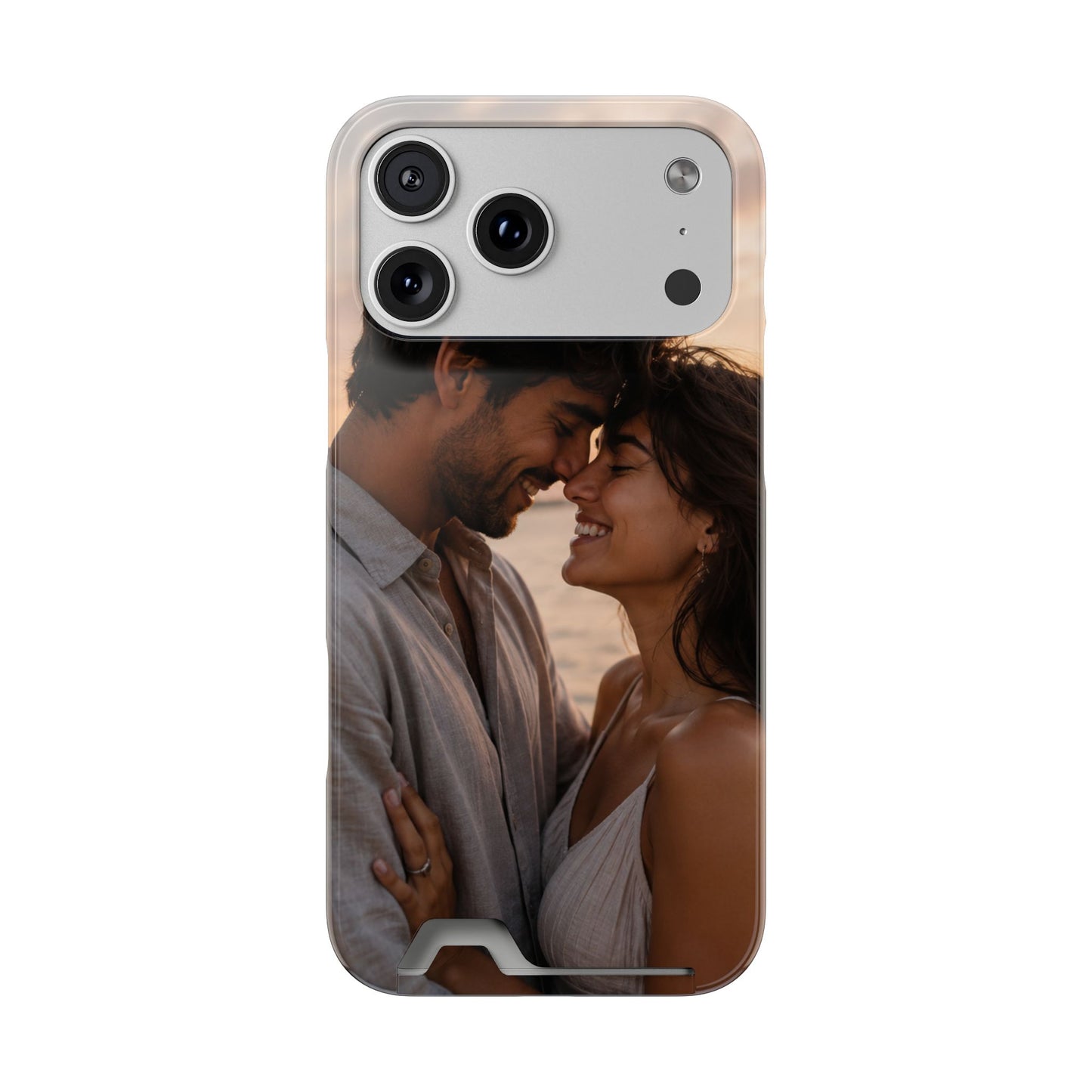 Custom Photo Card-Holder Phone Case — Personalized Couples Sunset Design