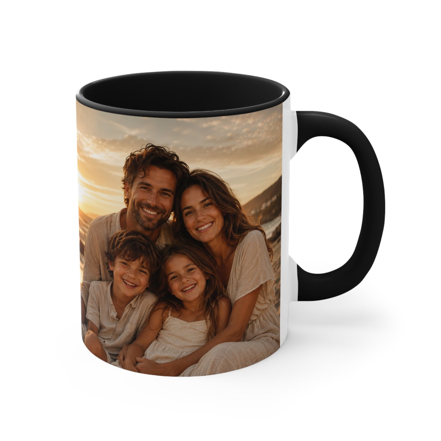 Personalized Photo Accent Mug — Custom Family Sunset Coffee Cup