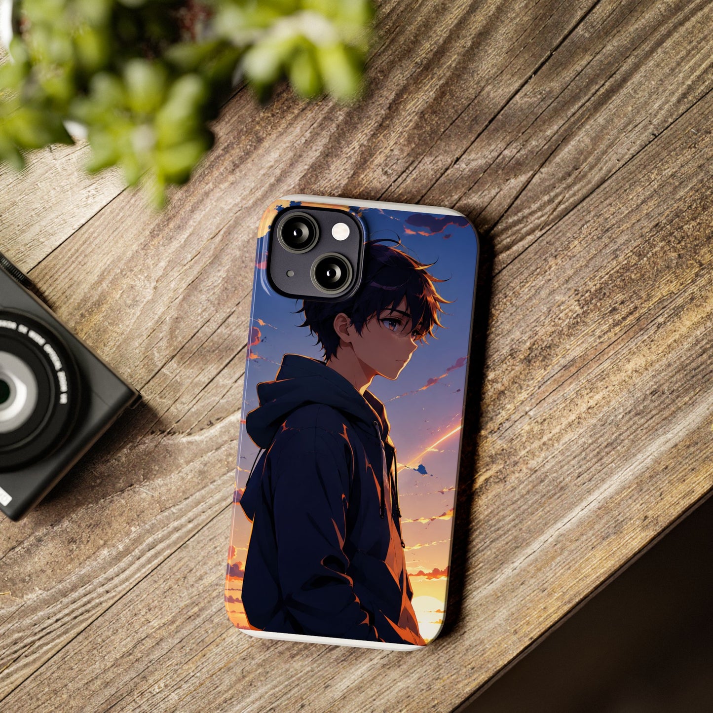 Slim Phone Case — Anime Sunset Boy Illustration