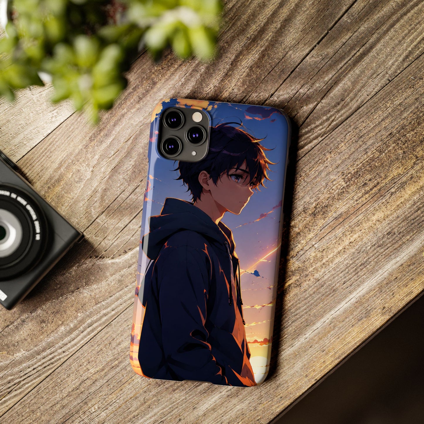 Slim Phone Case — Anime Sunset Boy Illustration