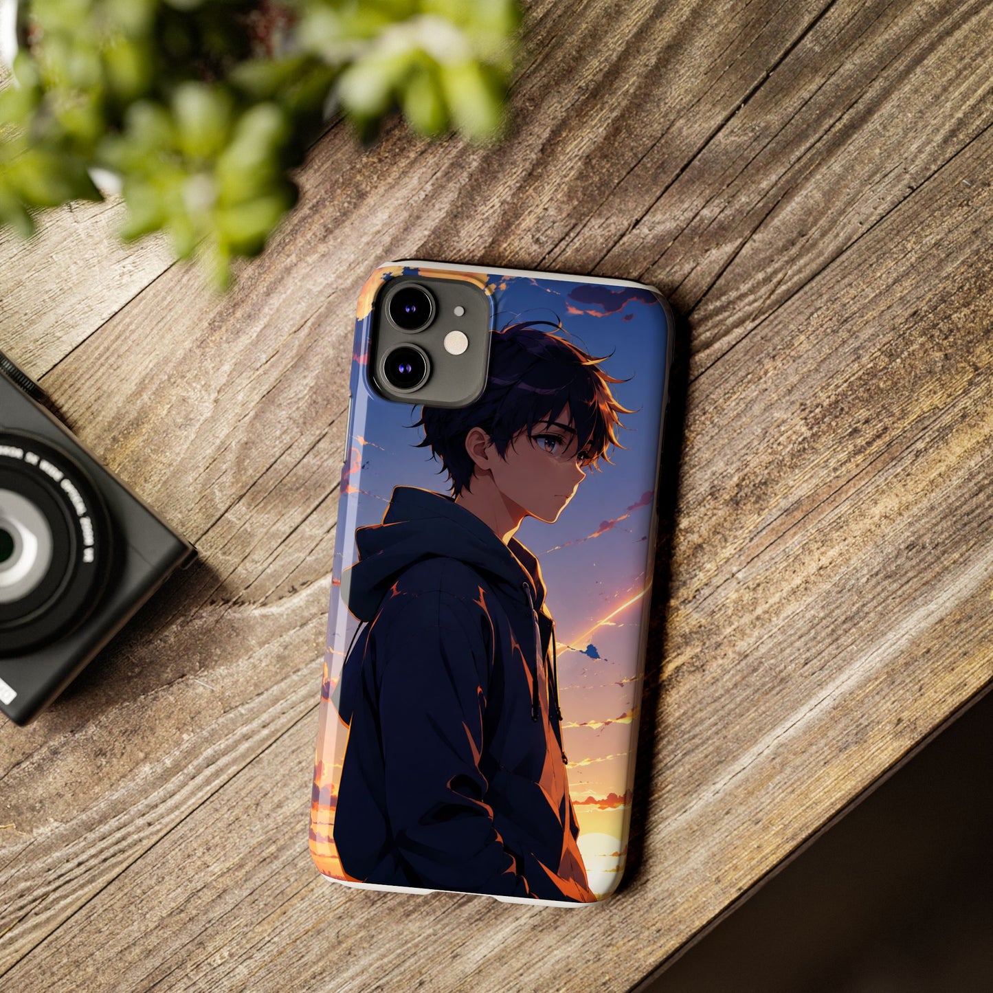 Slim Phone Case — Anime Sunset Boy Illustration