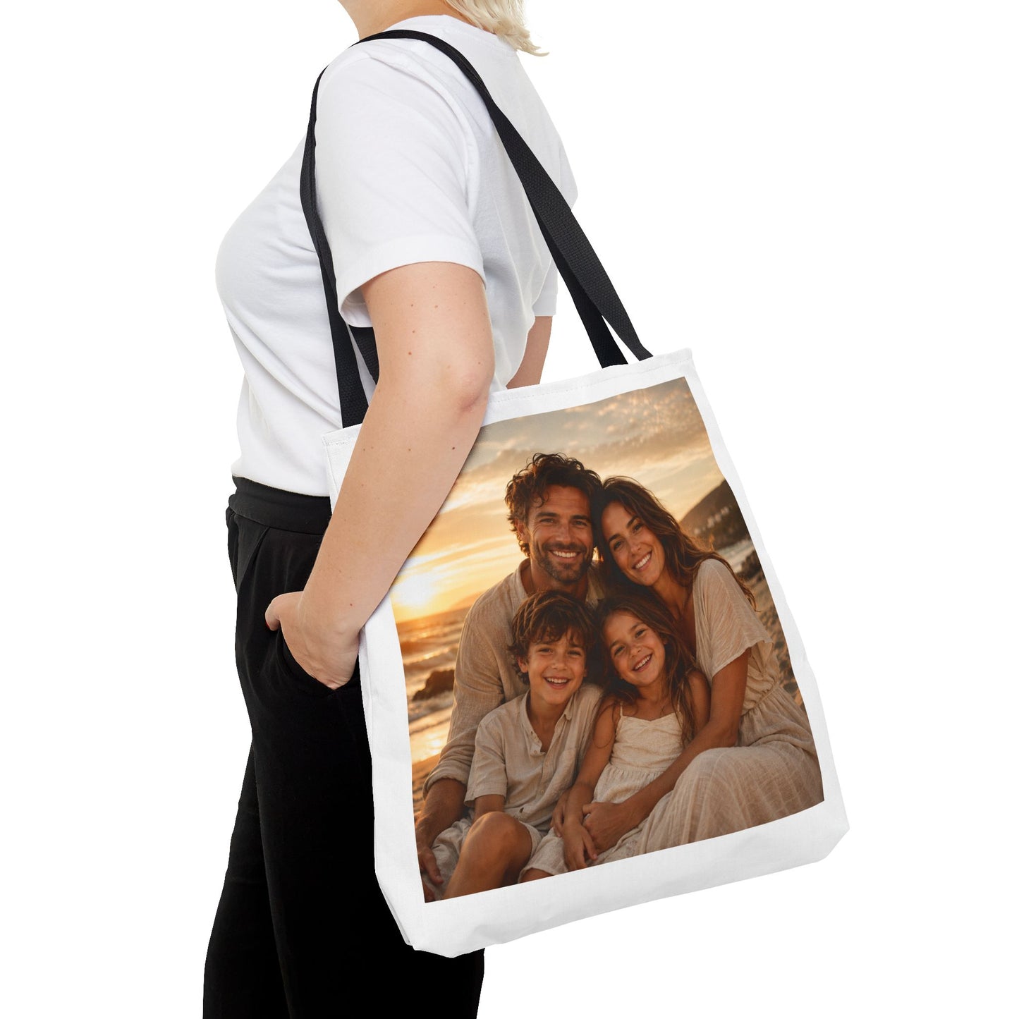 Photo Tote Bag — Custom Family Sunset Portrait Tote
