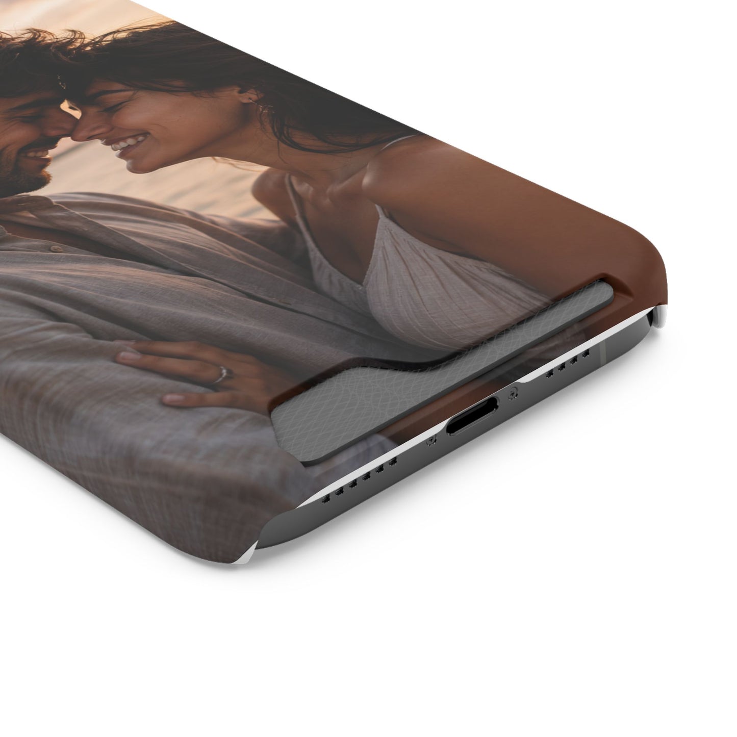 Custom Photo Card-Holder Phone Case — Personalized Couples Sunset Design