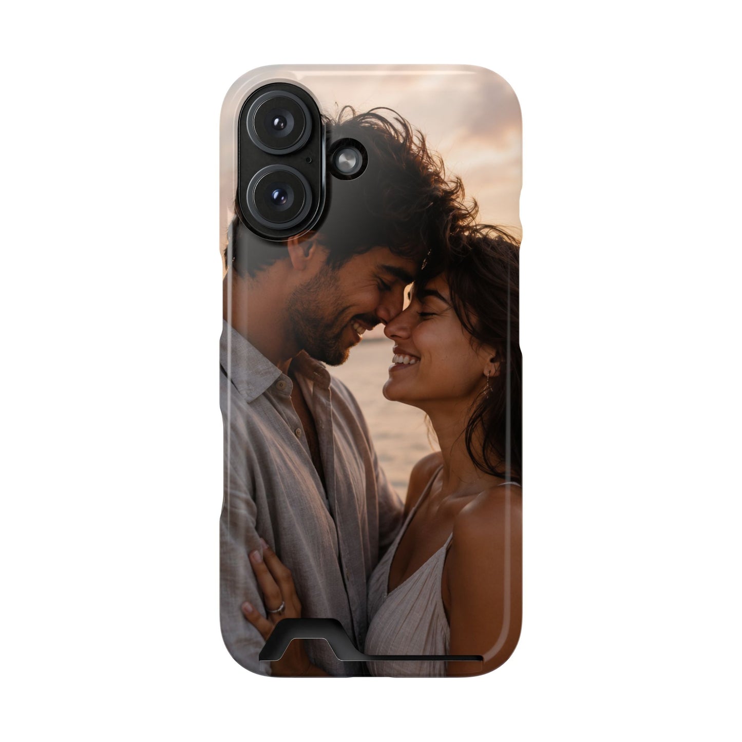 Custom Photo Card-Holder Phone Case — Personalized Couples Sunset Design