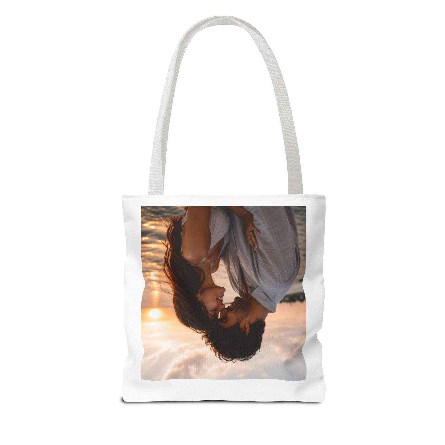 Personalized Photo Tote Bag — Custom Couple Sunset Portrait Beach Bag