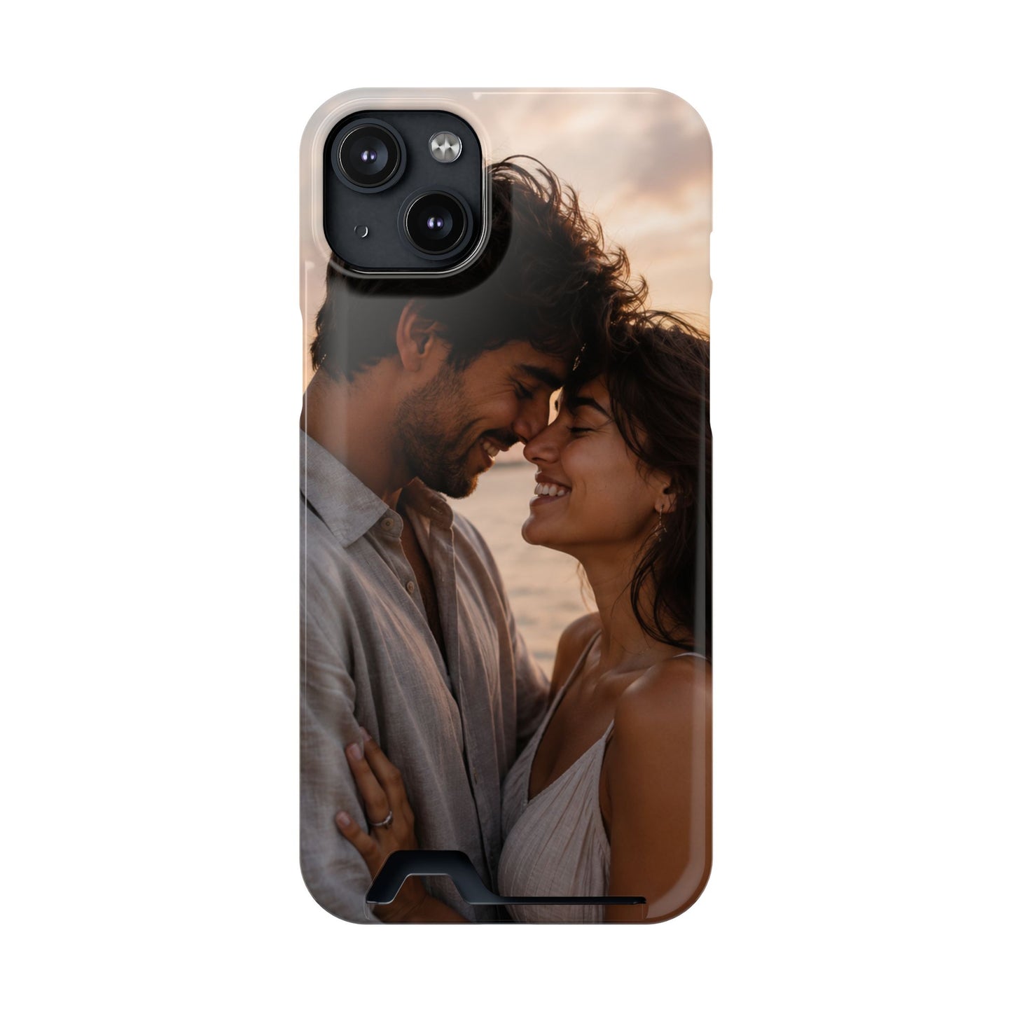 Custom Photo Card-Holder Phone Case — Personalized Couples Sunset Design