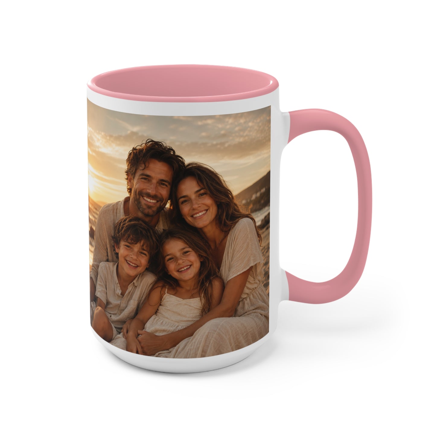 Personalized Photo Accent Mug — Custom Family Sunset Coffee Cup
