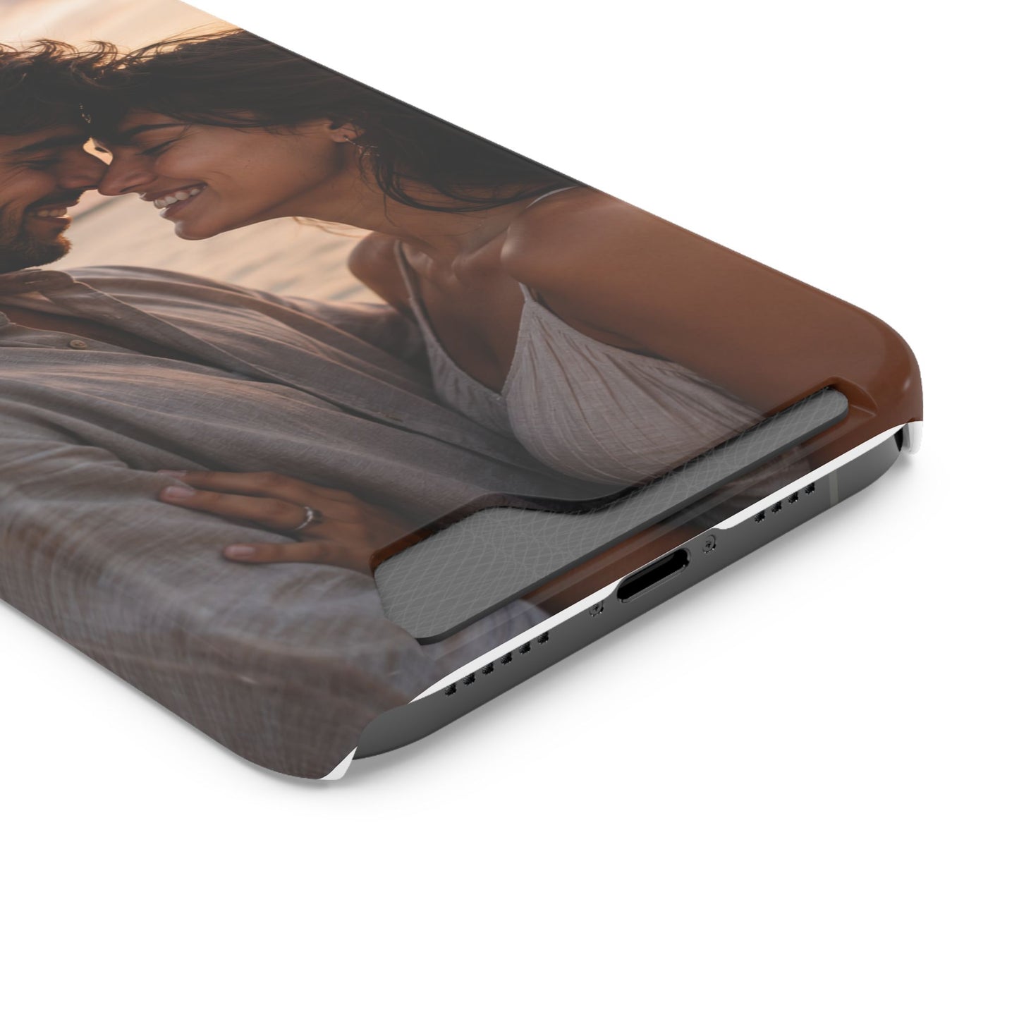 Custom Photo Card-Holder Phone Case — Personalized Couples Sunset Design