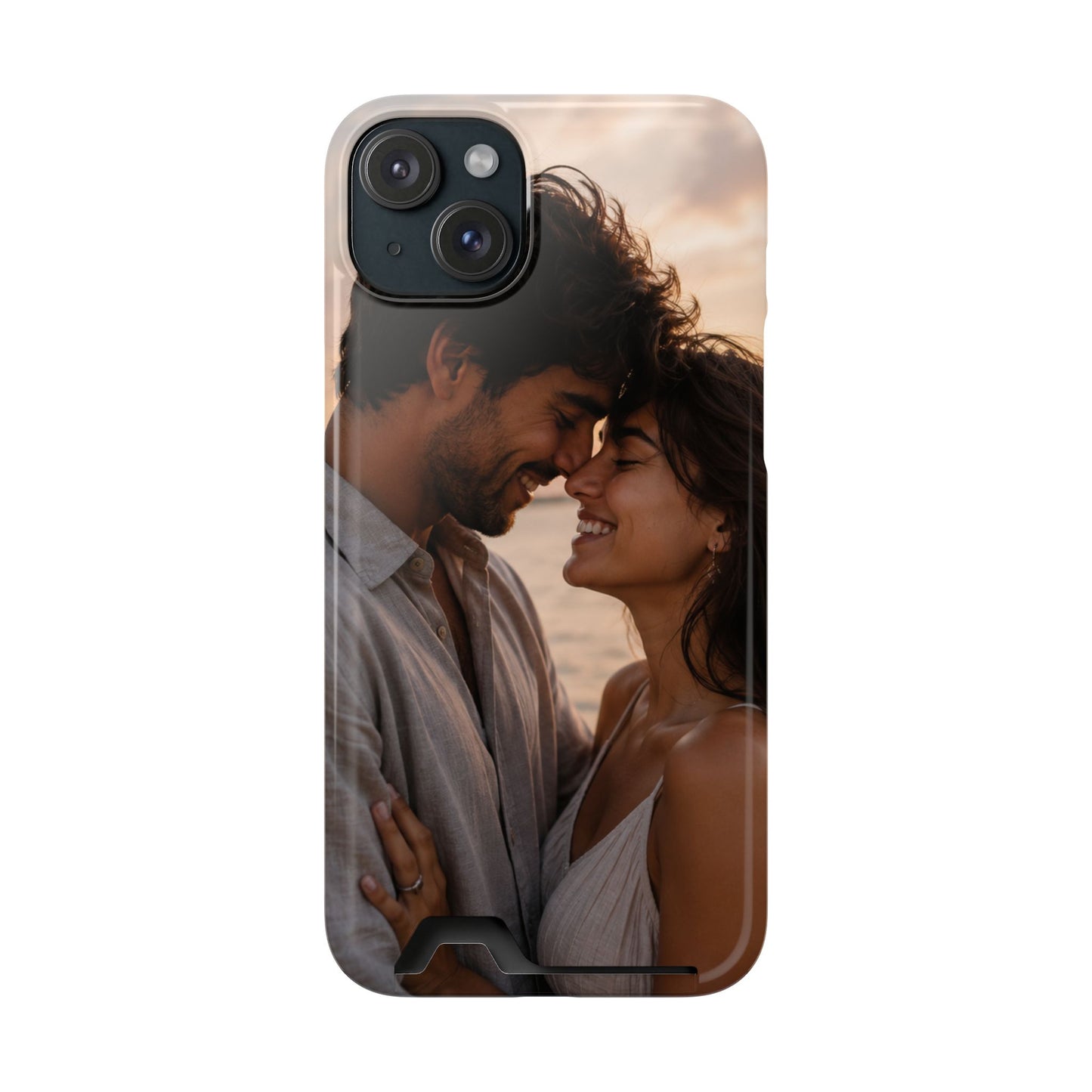 Custom Photo Card-Holder Phone Case — Personalized Couples Sunset Design