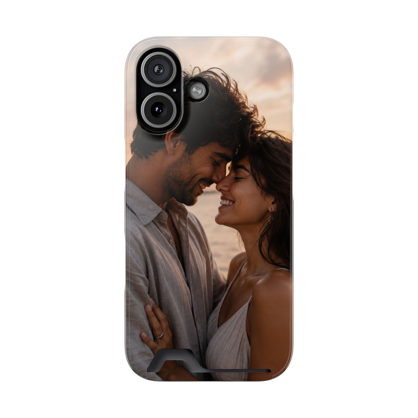 Custom Photo Card-Holder Phone Case — Personalized Couples Sunset Design