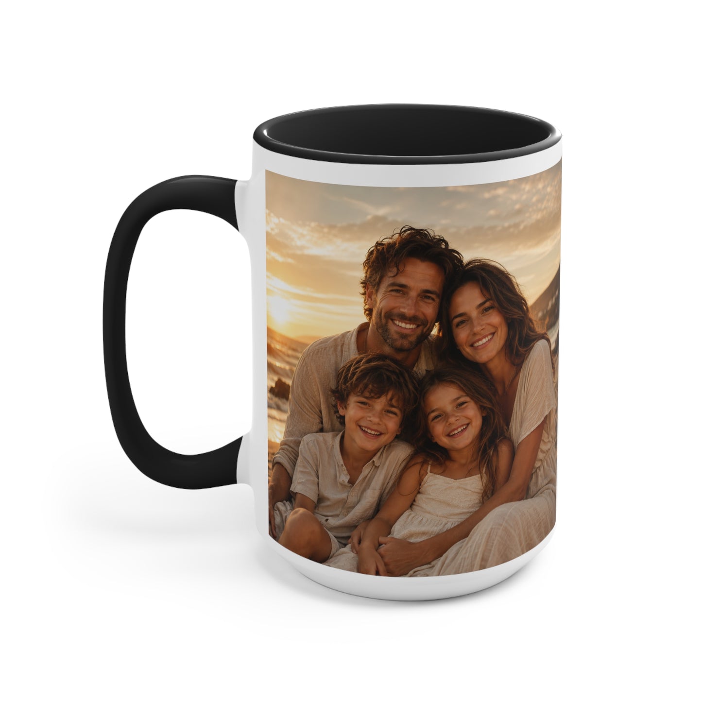 Personalized Photo Accent Mug — Custom Family Sunset Coffee Cup