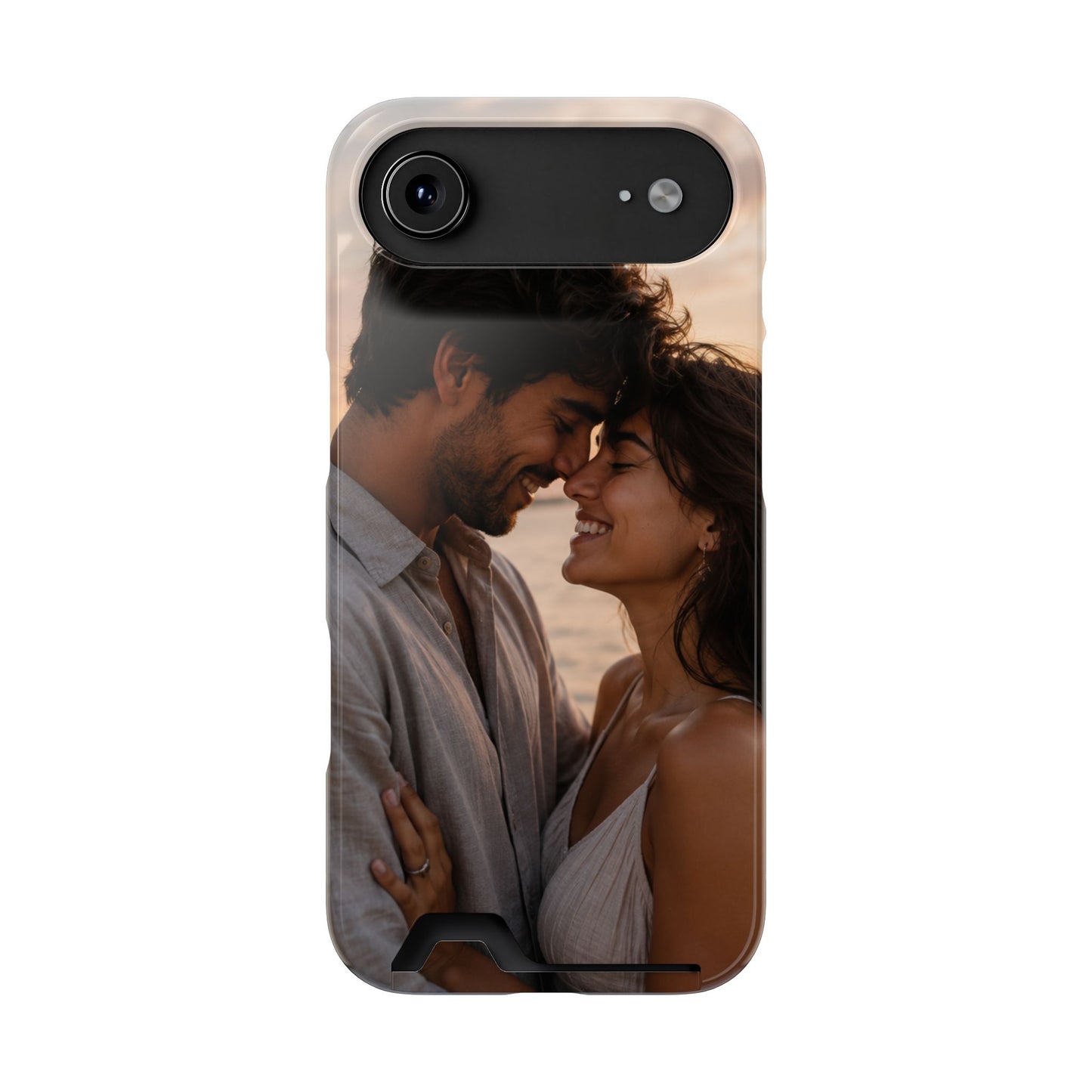 Custom Photo Card-Holder Phone Case — Personalized Couples Sunset Design