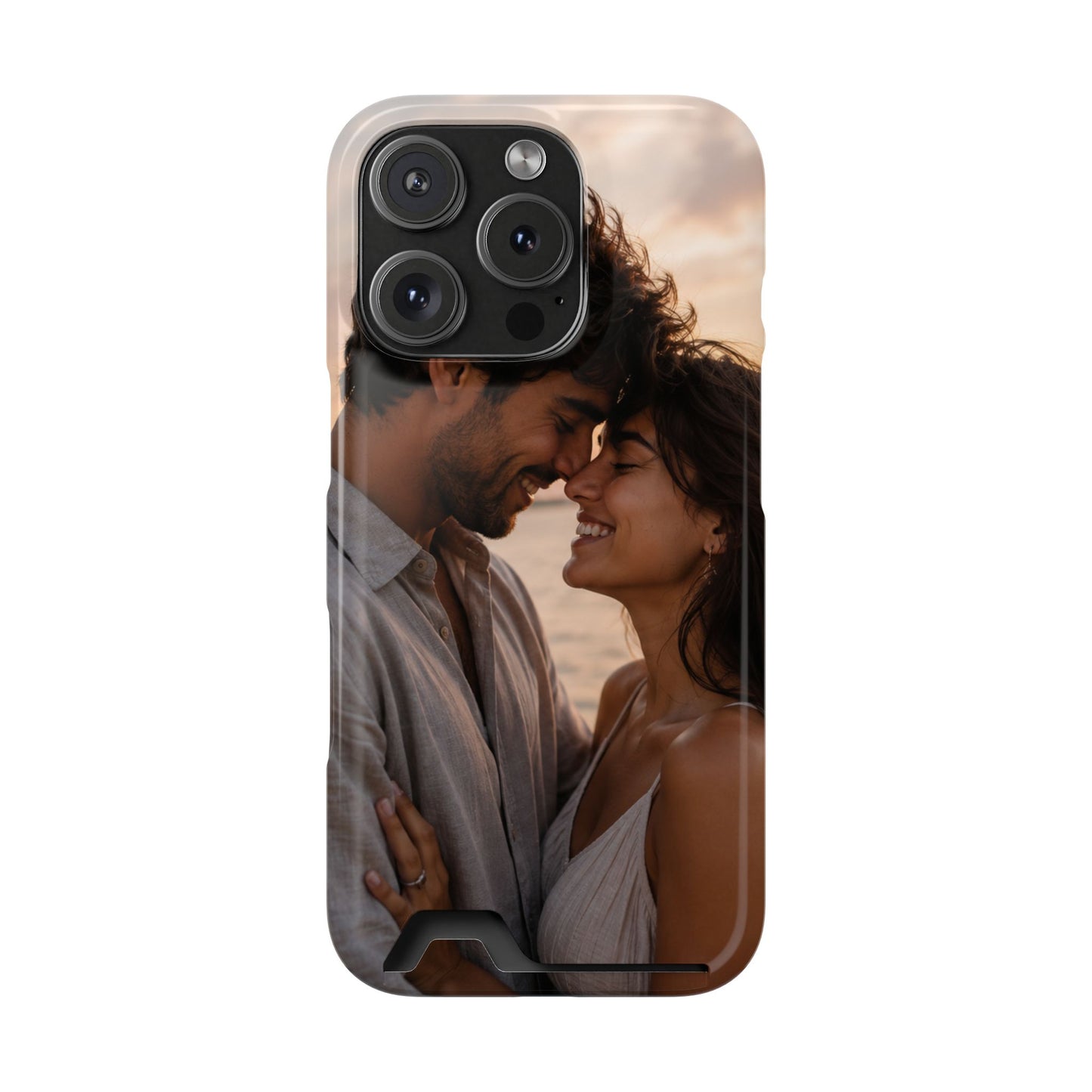 Custom Photo Card-Holder Phone Case — Personalized Couples Sunset Design