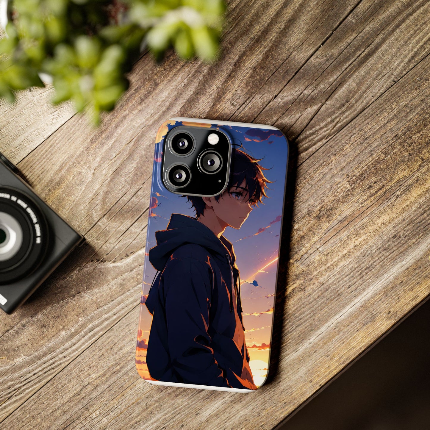 Slim Phone Case — Anime Sunset Boy Illustration