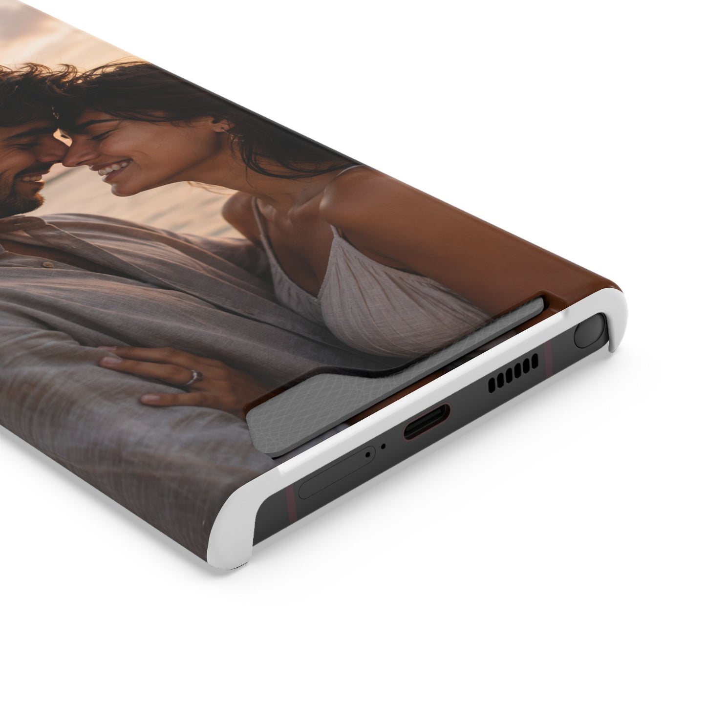 Custom Photo Card-Holder Phone Case — Personalized Couples Sunset Design