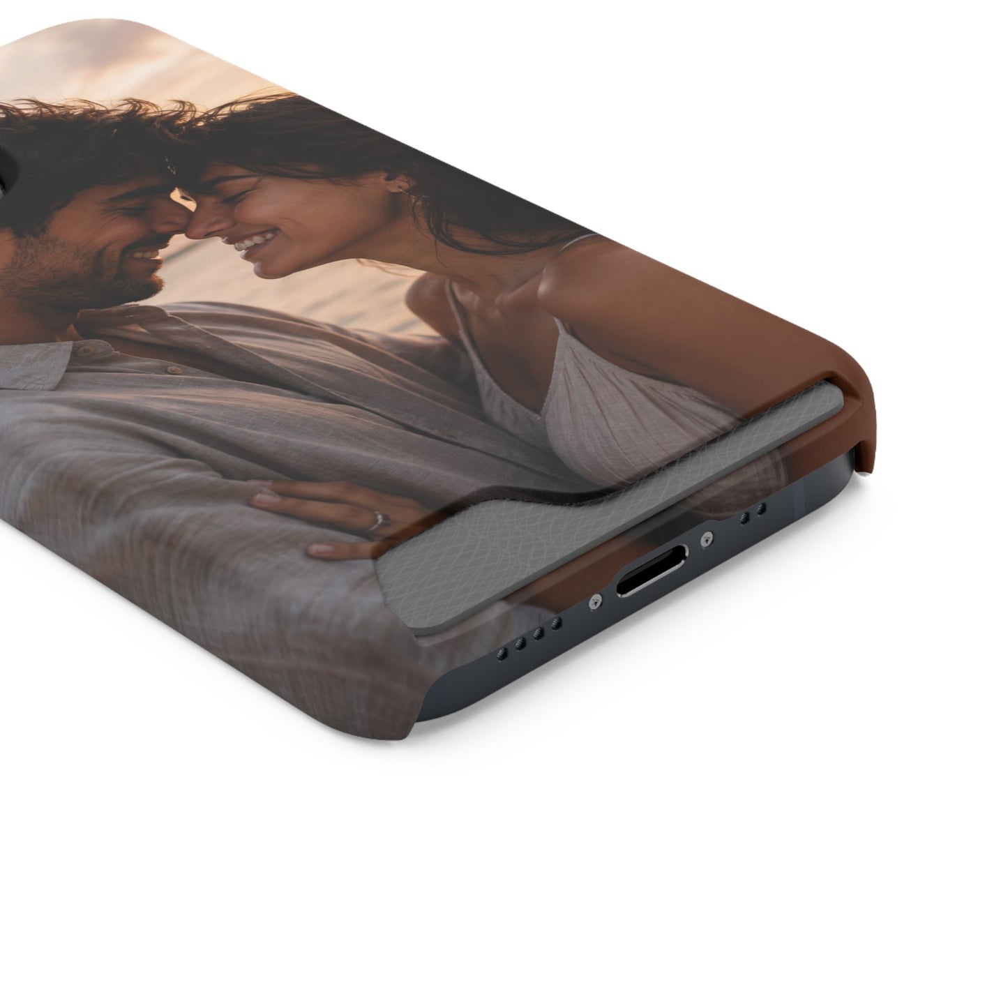 Custom Photo Card-Holder Phone Case — Personalized Couples Sunset Design