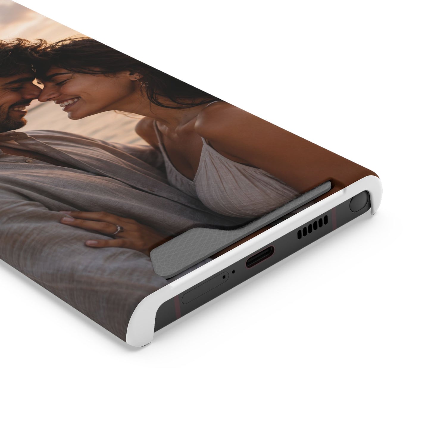 Custom Photo Card-Holder Phone Case — Personalized Couples Sunset Design