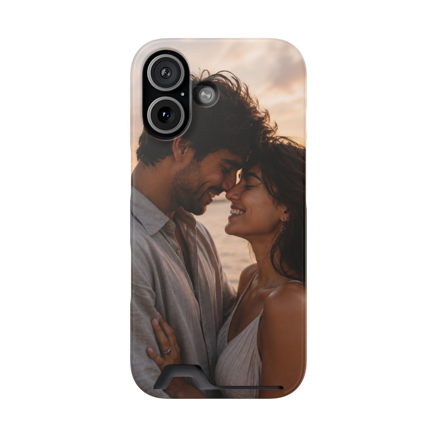 Custom Photo Card-Holder Phone Case — Personalized Couples Sunset Design